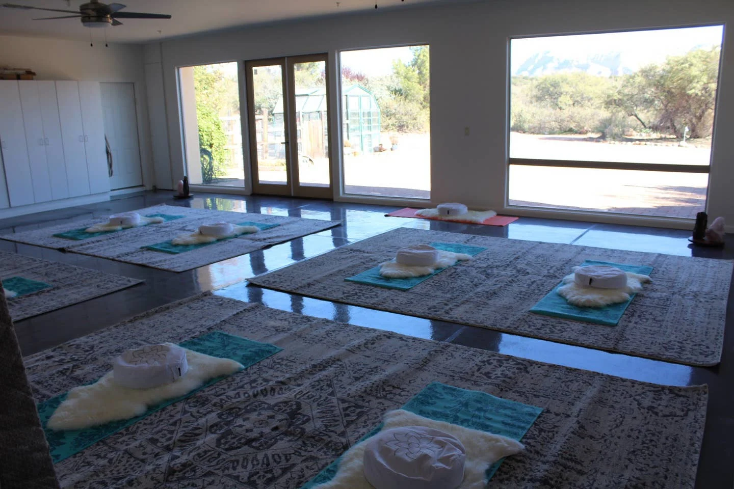Yoga & Meditation Space where you will experience daily Kundalini & Hatha Yoga as well as Shamanic Breathwork, Therapeutic Sound Baths & Reiki Energy Healing.