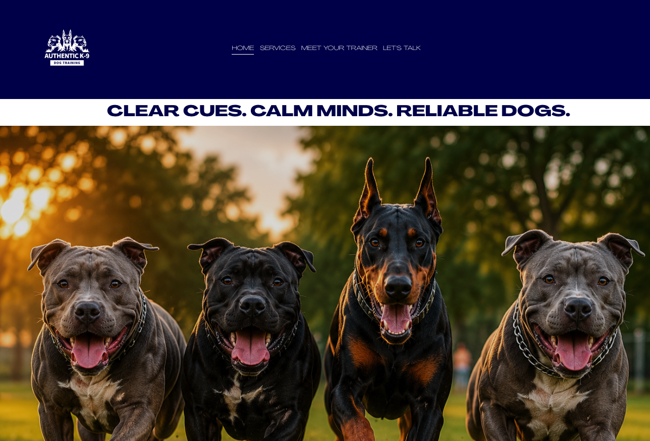 Authentic K-9 website homepage