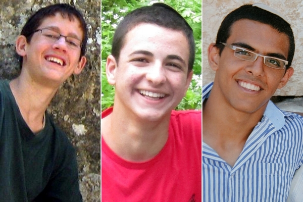 From left: Gilad Shaarh, Naftali Frenkel, Eyal Yifrah. Photo: EPA