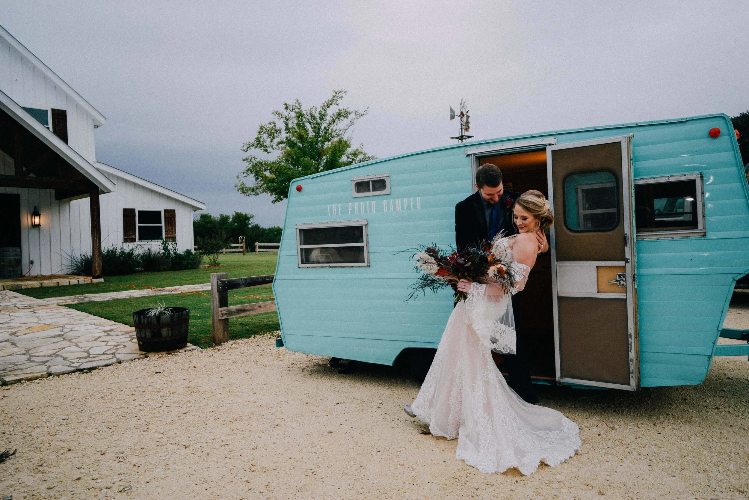 Bride and Groom with Photo Booth