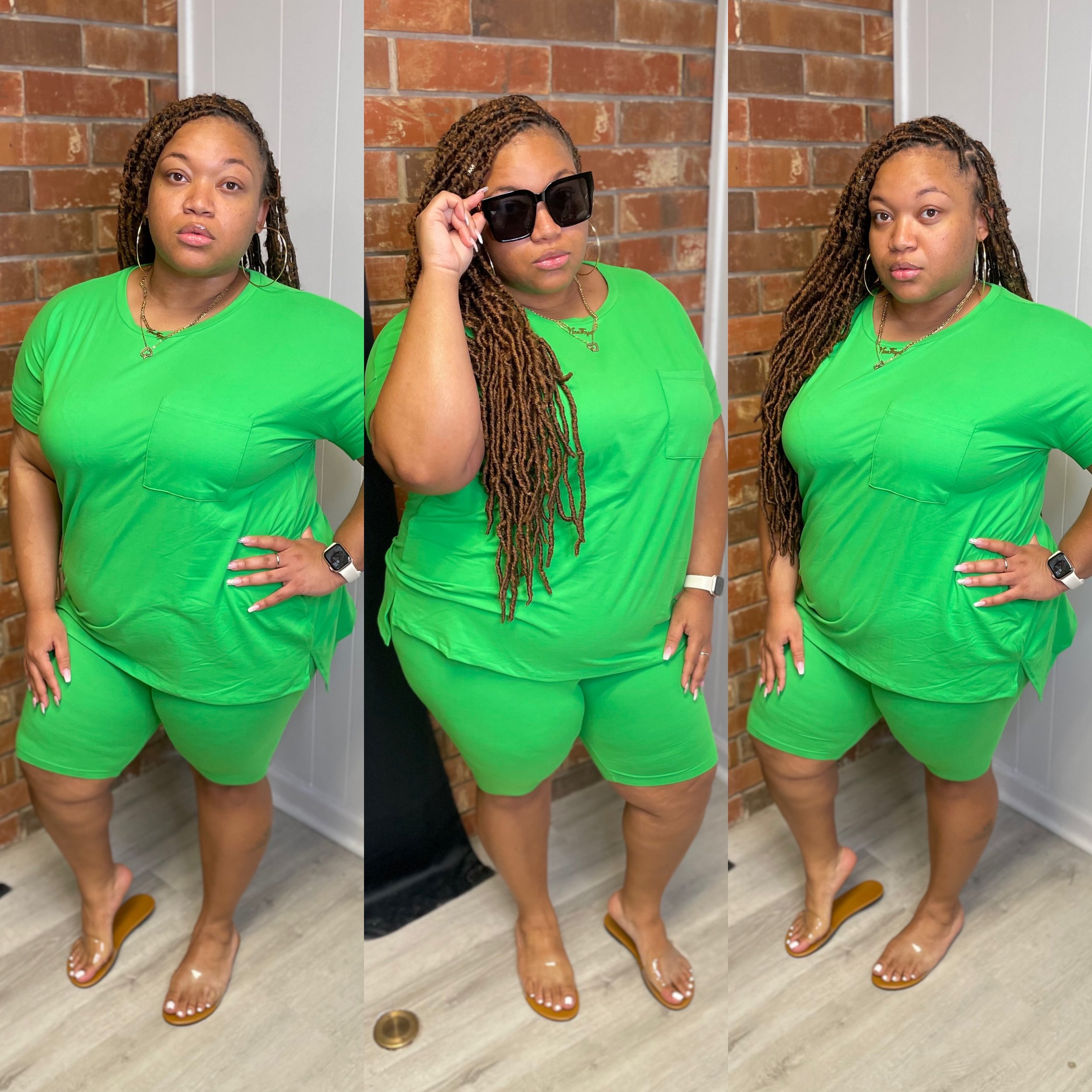 Neon Green Bike Short Set