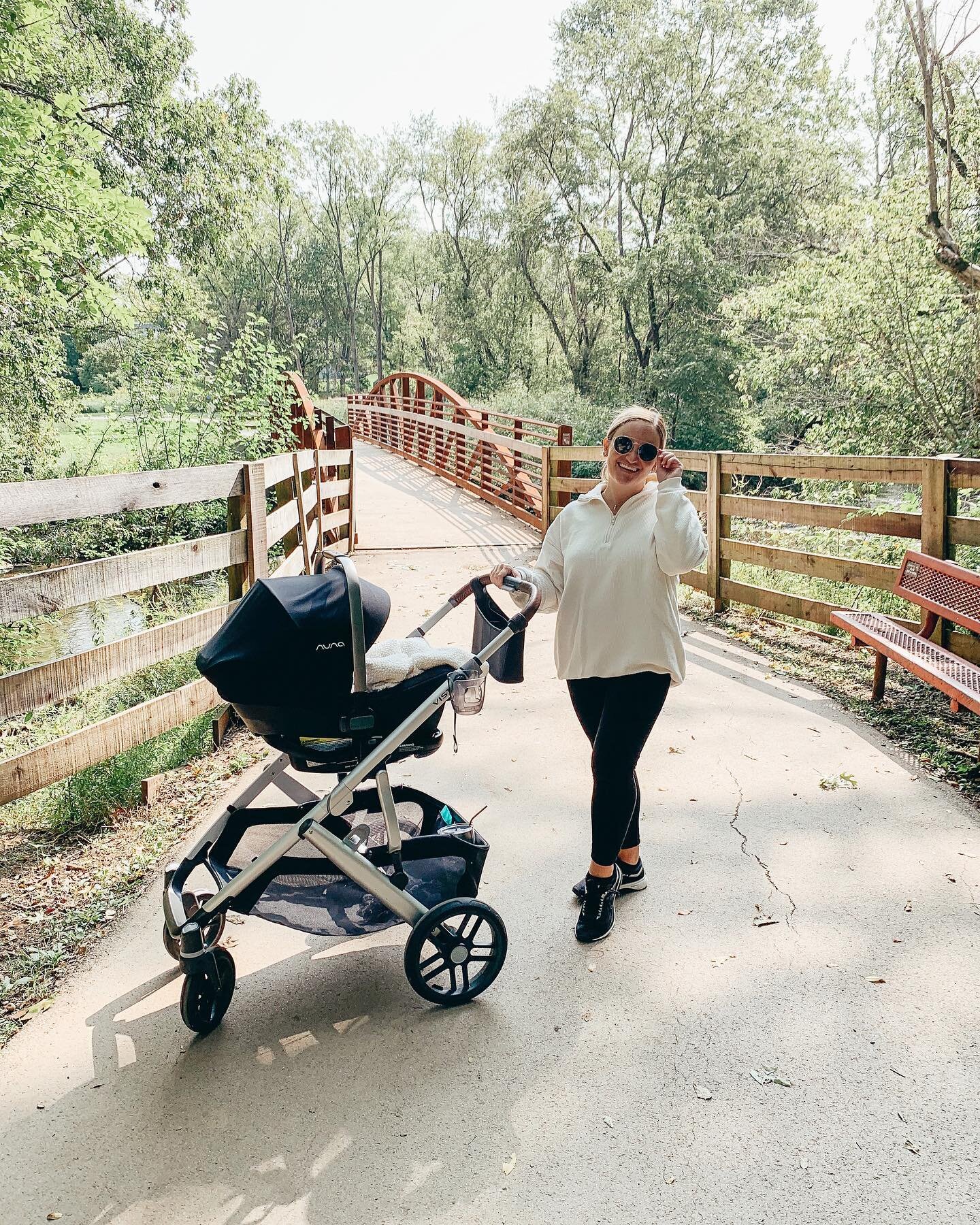 Fall morning walks with my crew 🍁

Before Emerson was born, Nathan and I would come to this park, and on our walks we would always talk about our future and how we couldn&rsquo;t wait to walk these trails with our baby one day, stroller in hand.  An