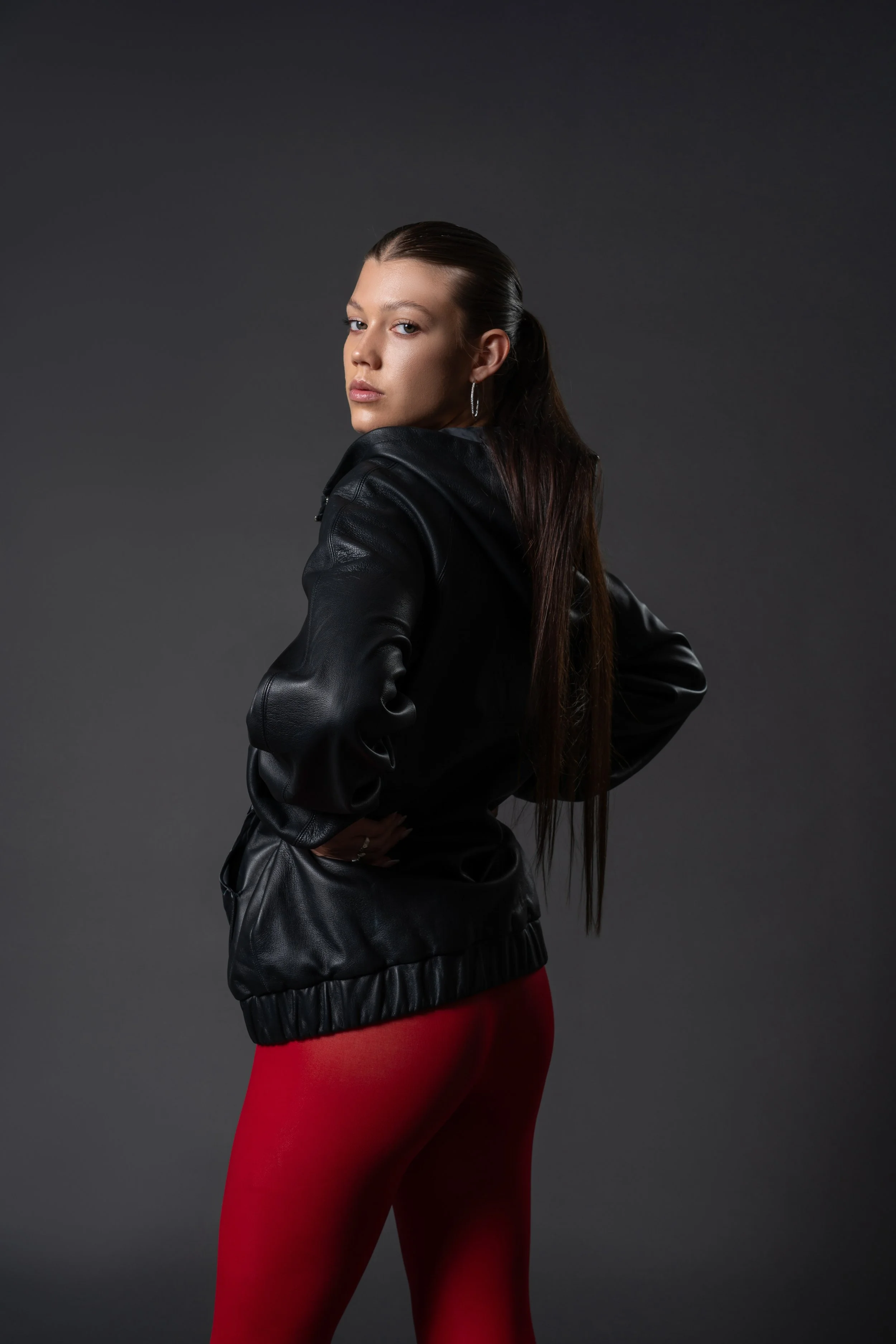 Lauren Stucky Leather Hoodie. Lauren Stucky is Owned and Produced in Los Angeles.