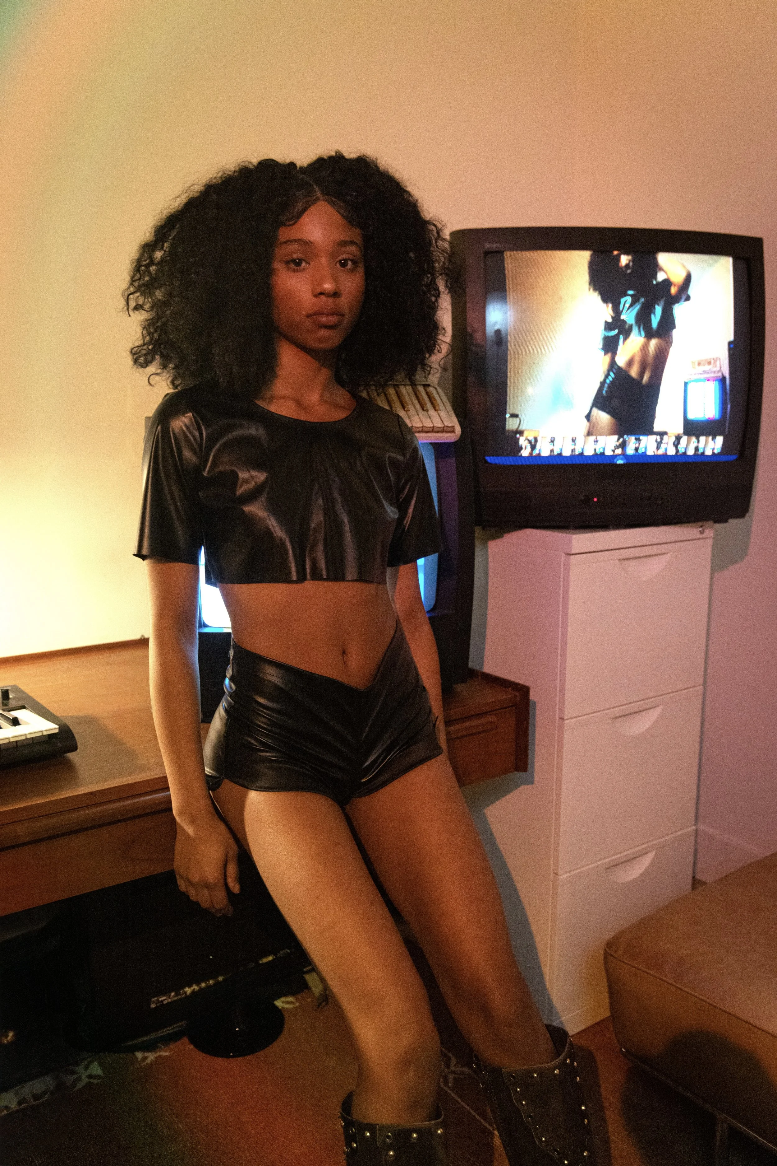 Vegan Leather Super Crop Top