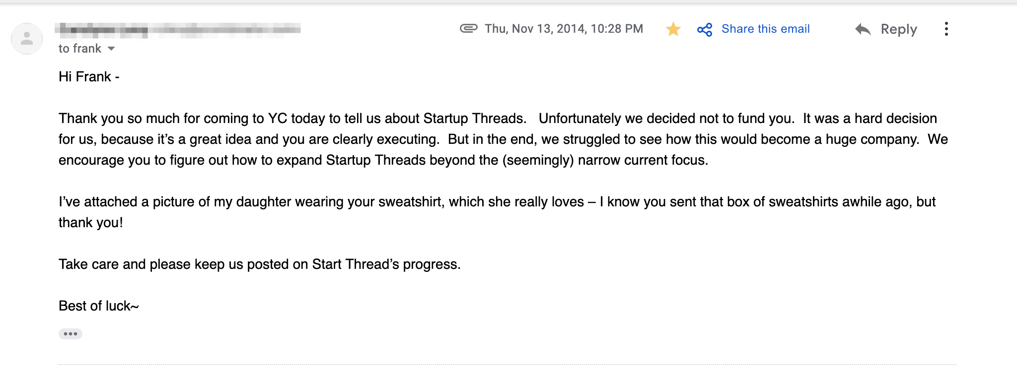 My YC rejection was actually a testimonial, given the right perspective.
