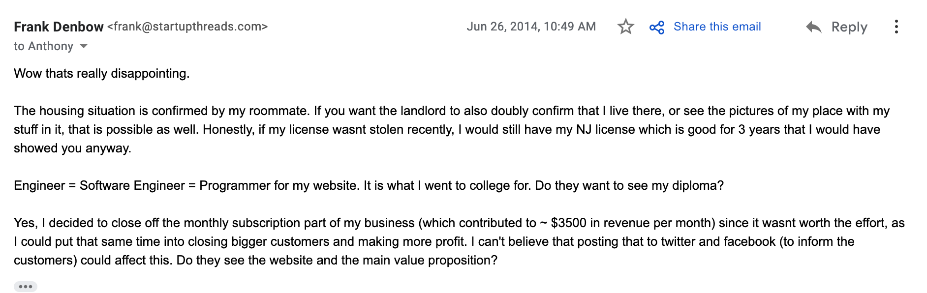 Why even write this email Frank, it will change nothing