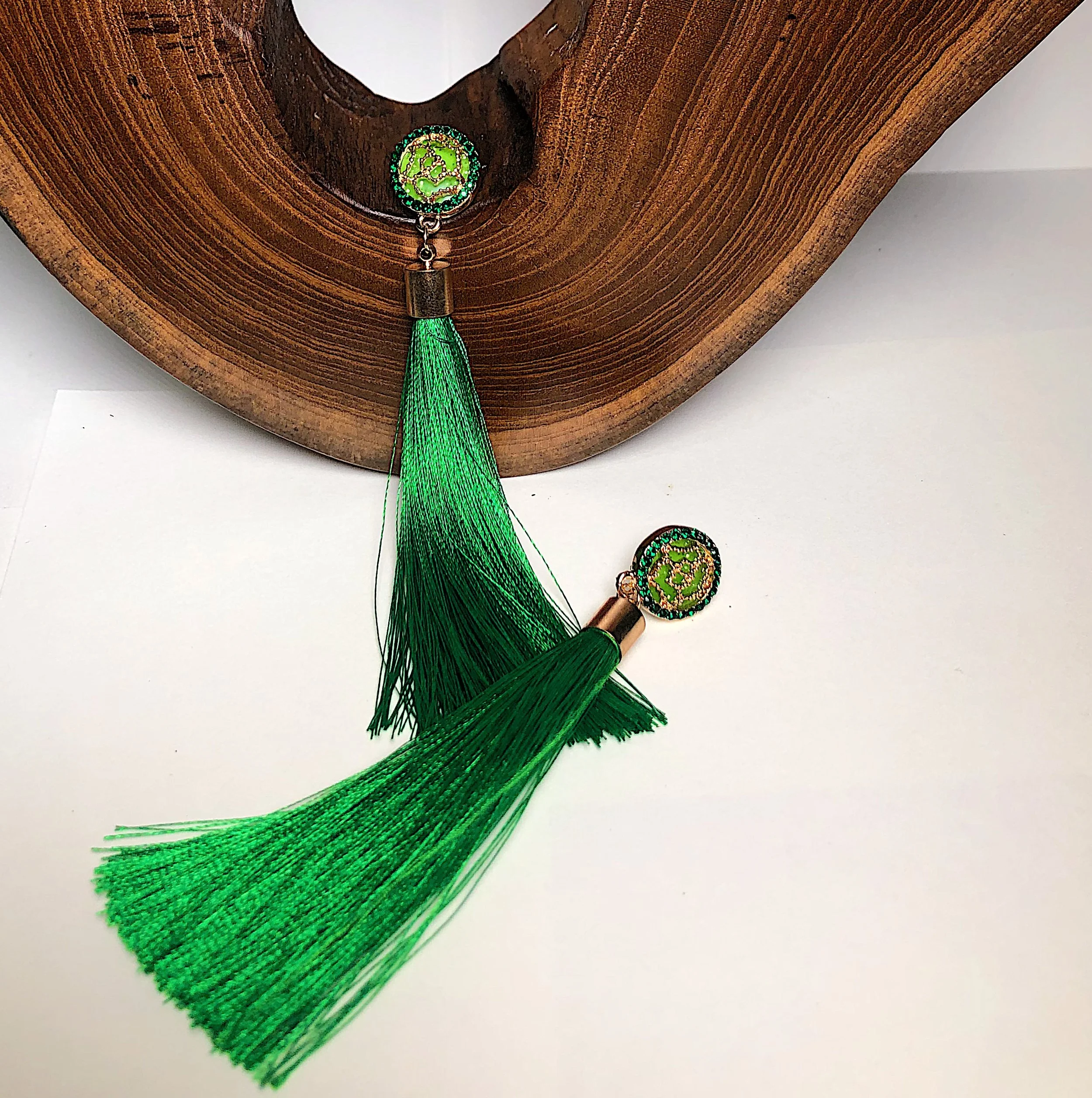 The Grass Is Always Greener On This Side Tassel Earrings