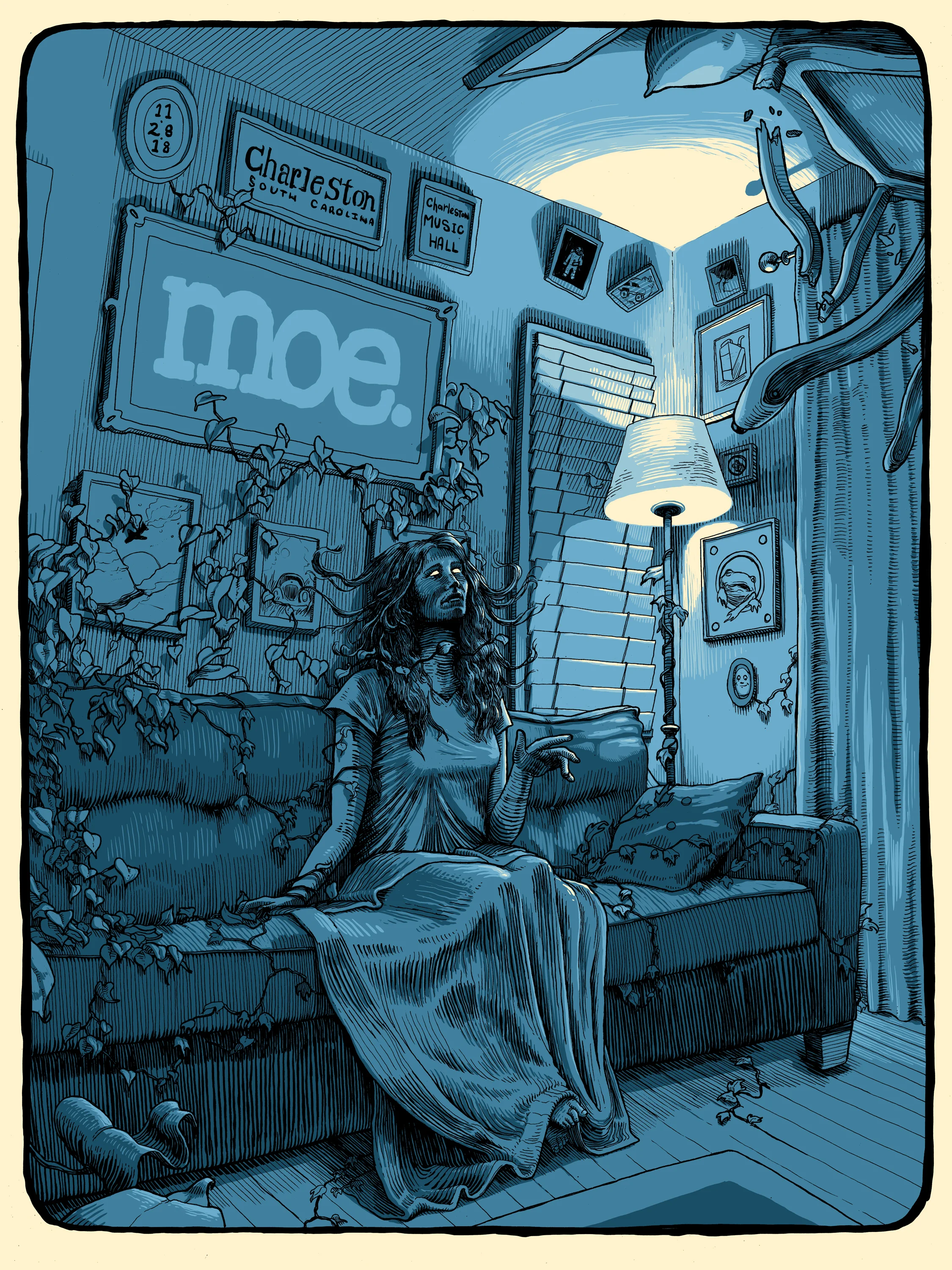 Gig poster I was able to design for the band Moe. and their show in Charleston, SC on 11.28.18