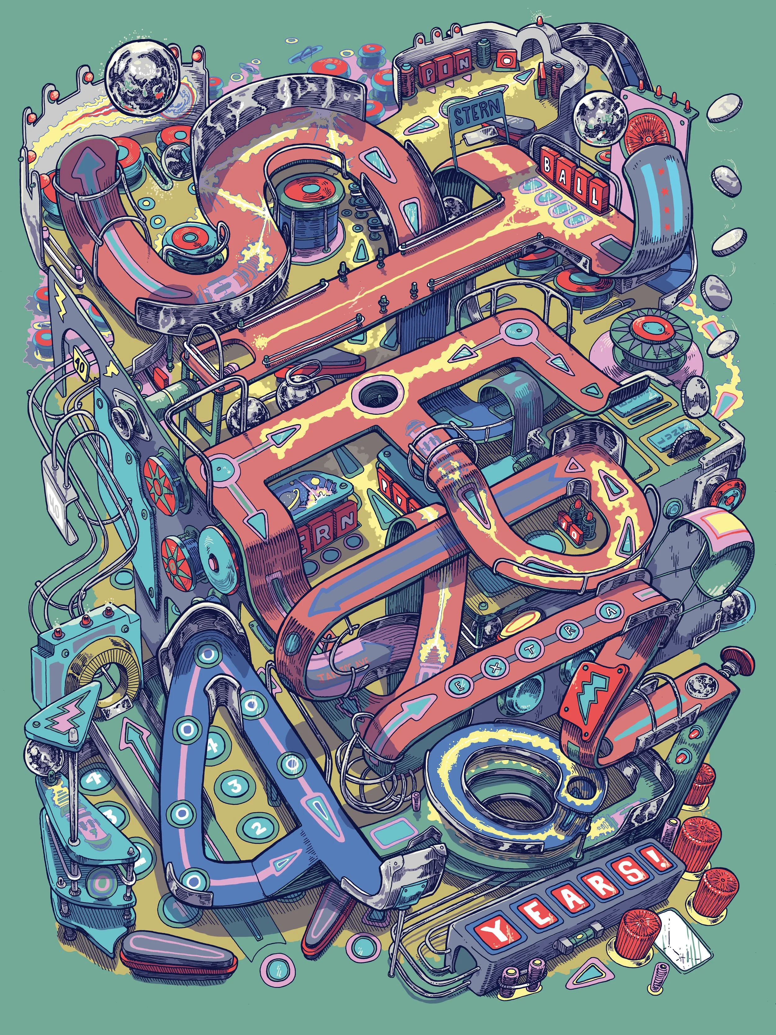 Stern Pinball - 40th Anniversary poster