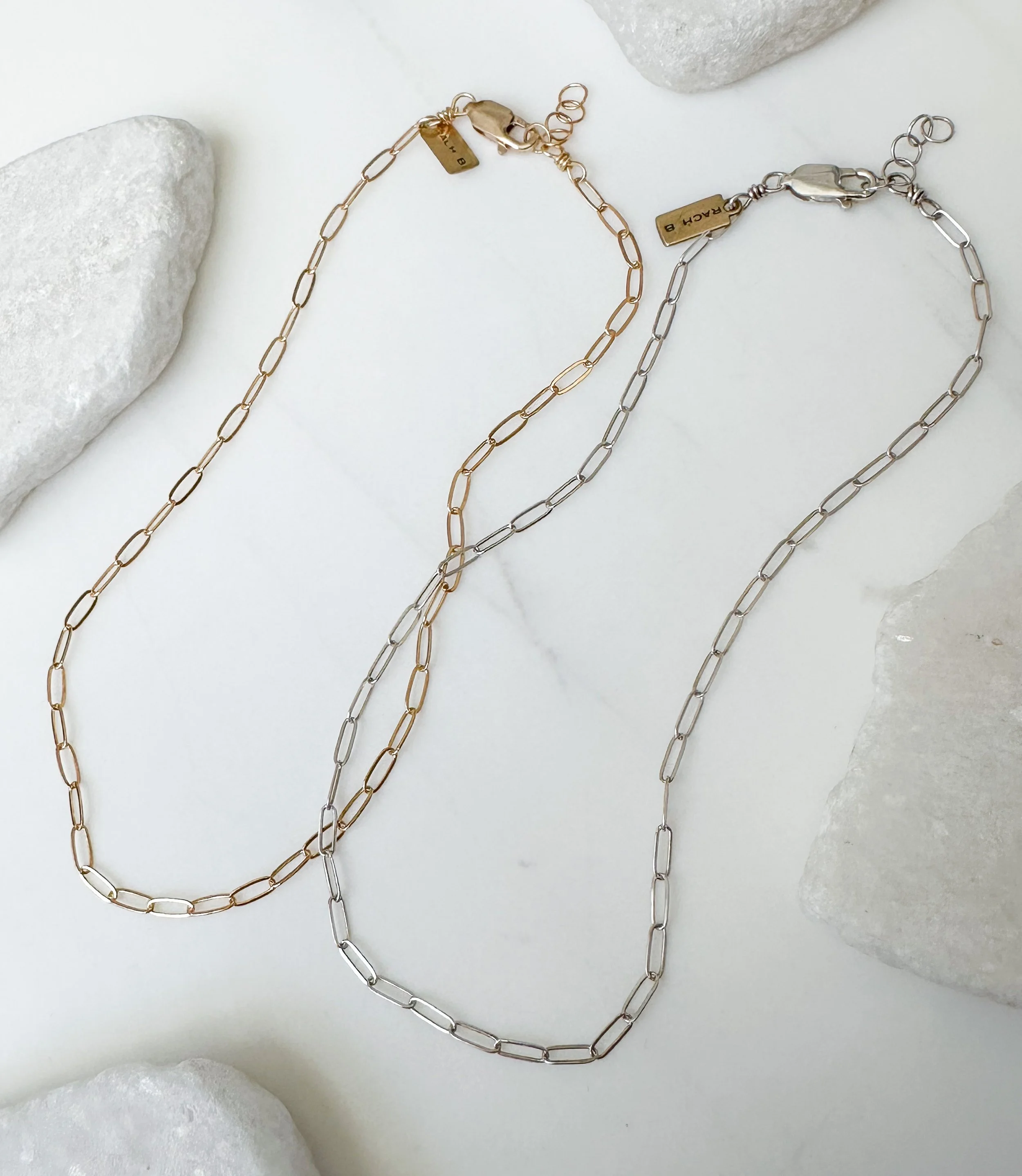 Thin paperclip chain anklet // 14k gold fill or sterling silver