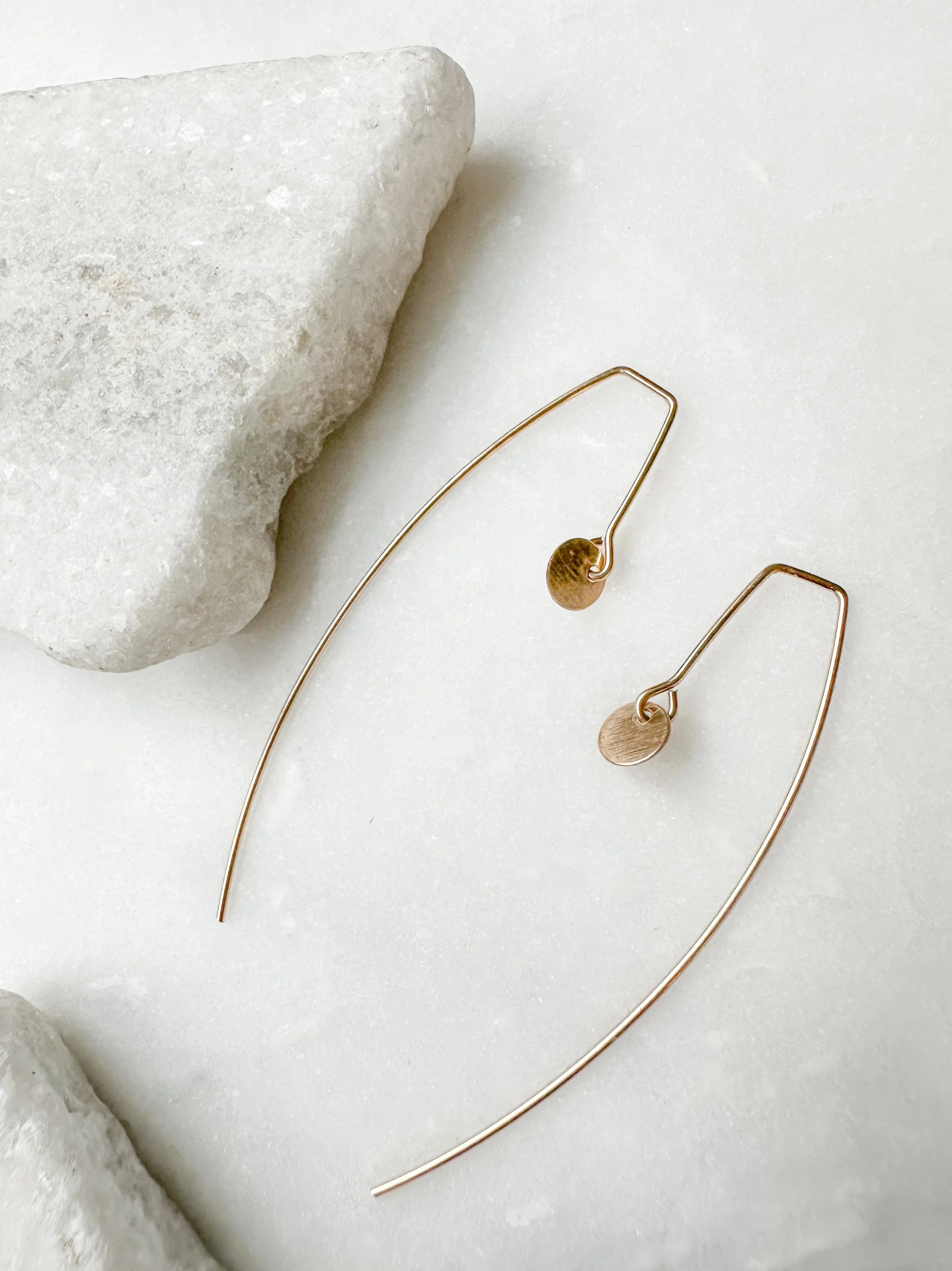 Coin disc threader earring // 14k gold fill or sterling silver