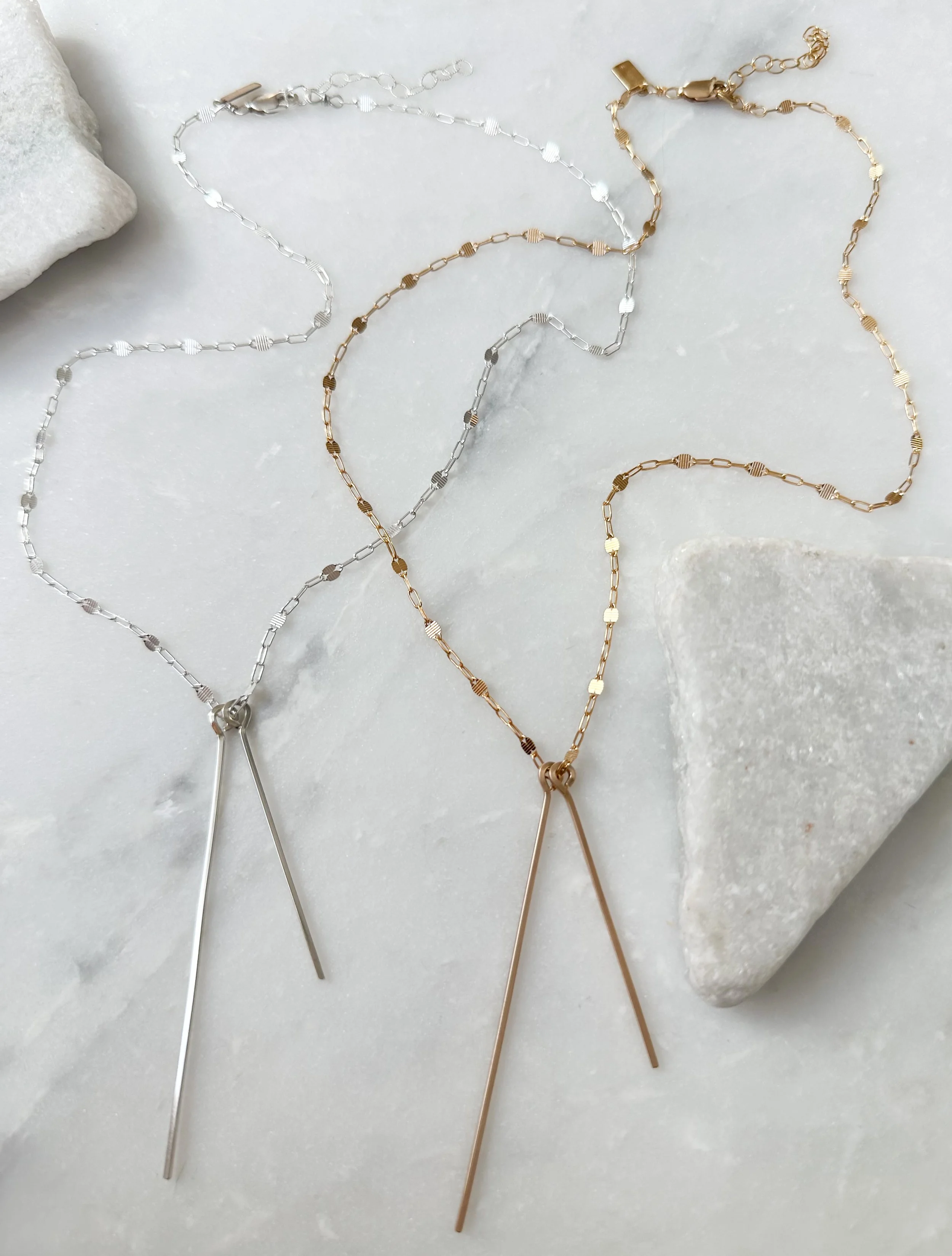 Double bar coin link chain necklace // 14k gold fill or sterling silver