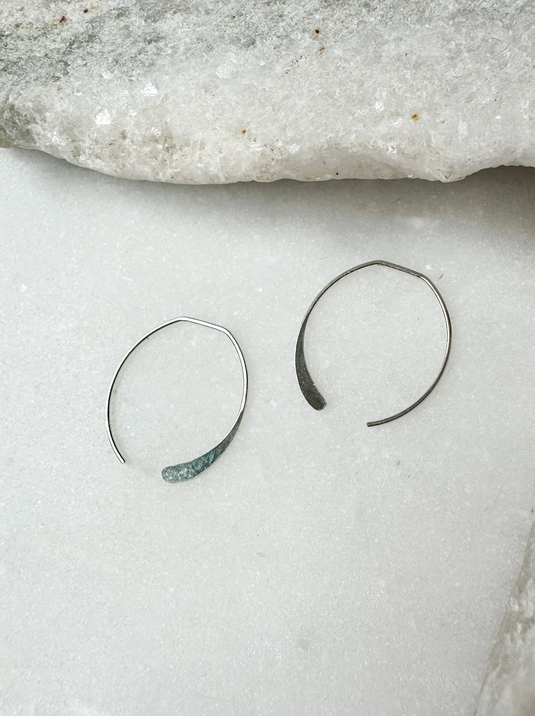 Modern handmade huggie threader earring