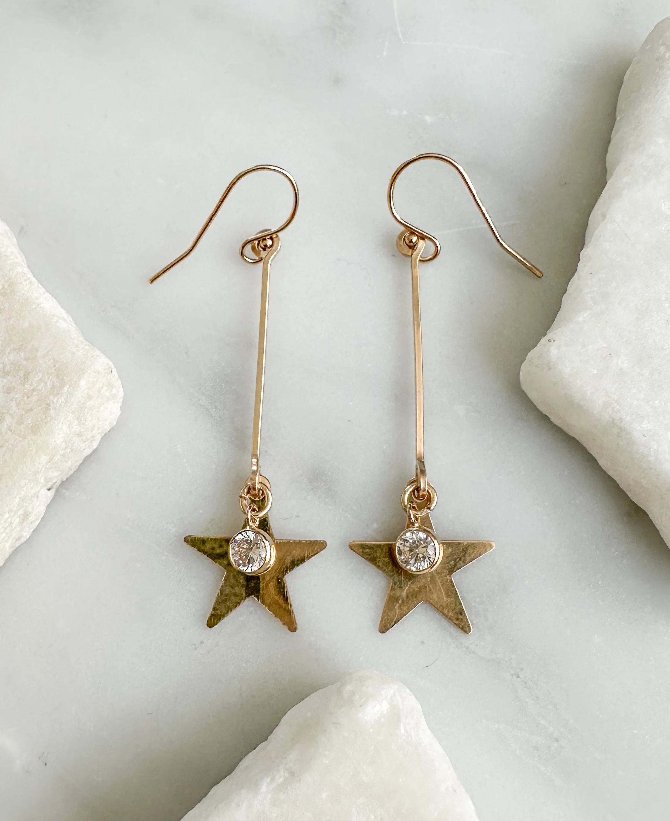 Star charm drop earrings