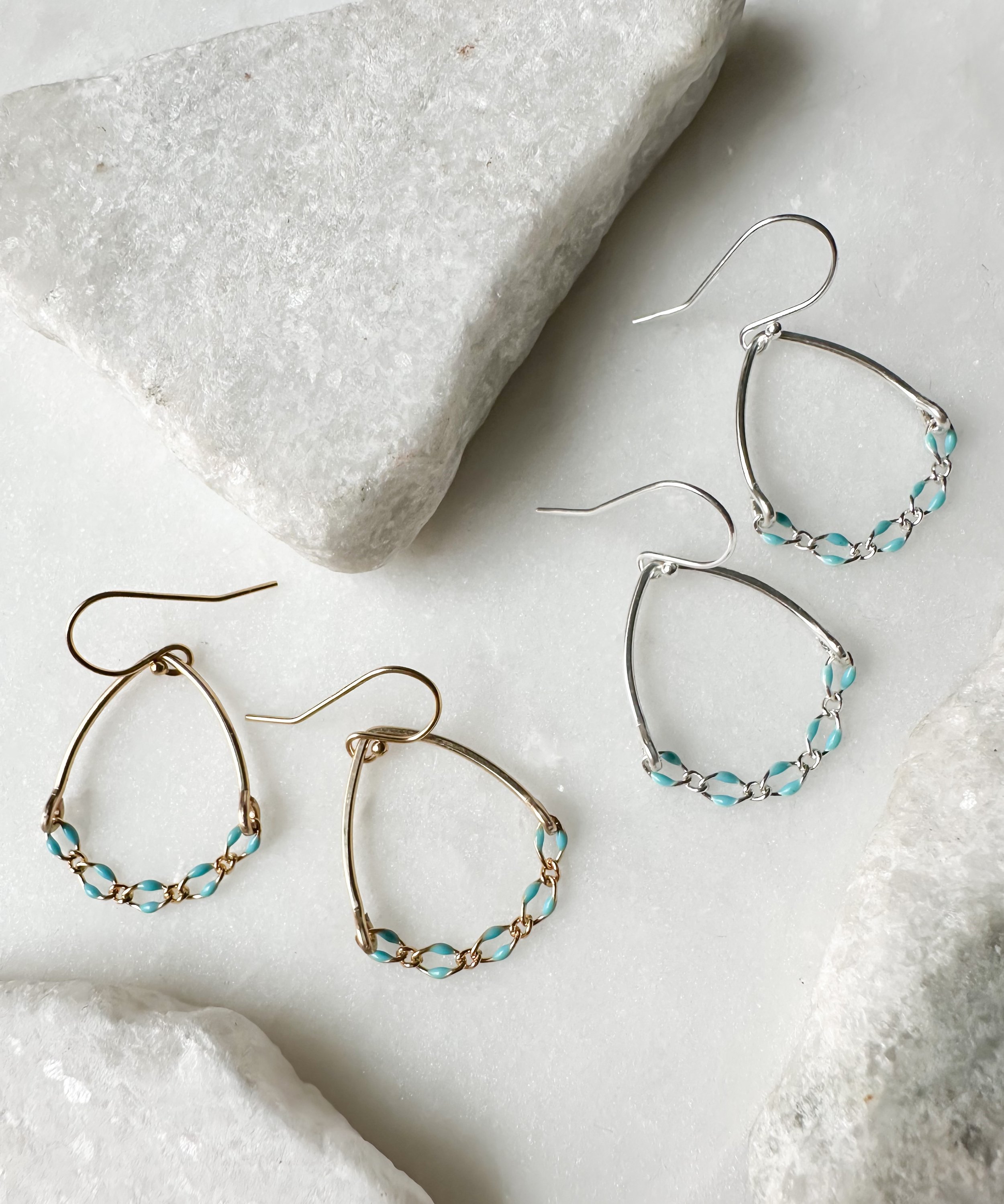 Small turquoise enamel drape earring_RB1295_Rach B Jewelry_3.JPEG