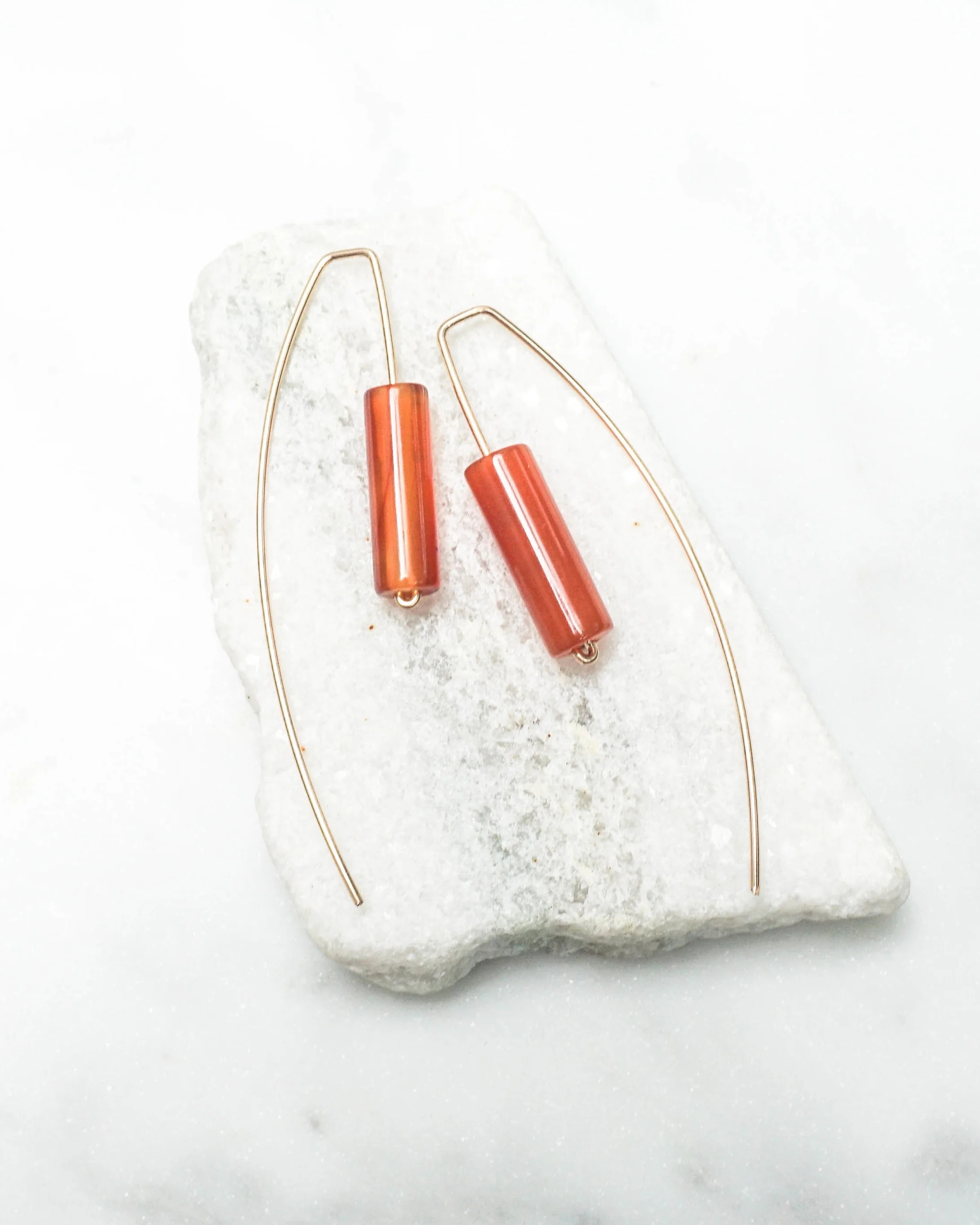 Carnelian Threader Earrings $45