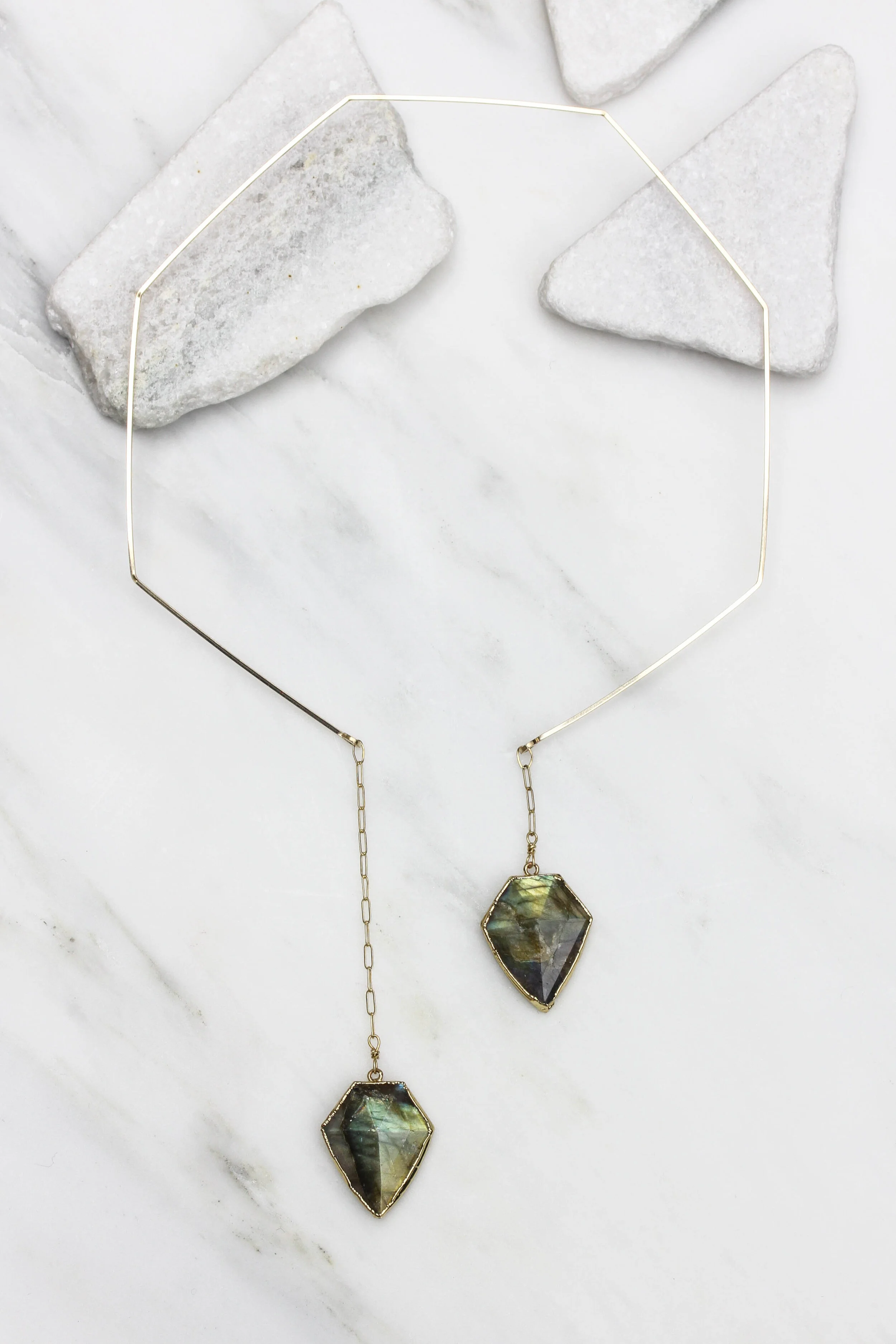 Labradorite geometric choker necklace