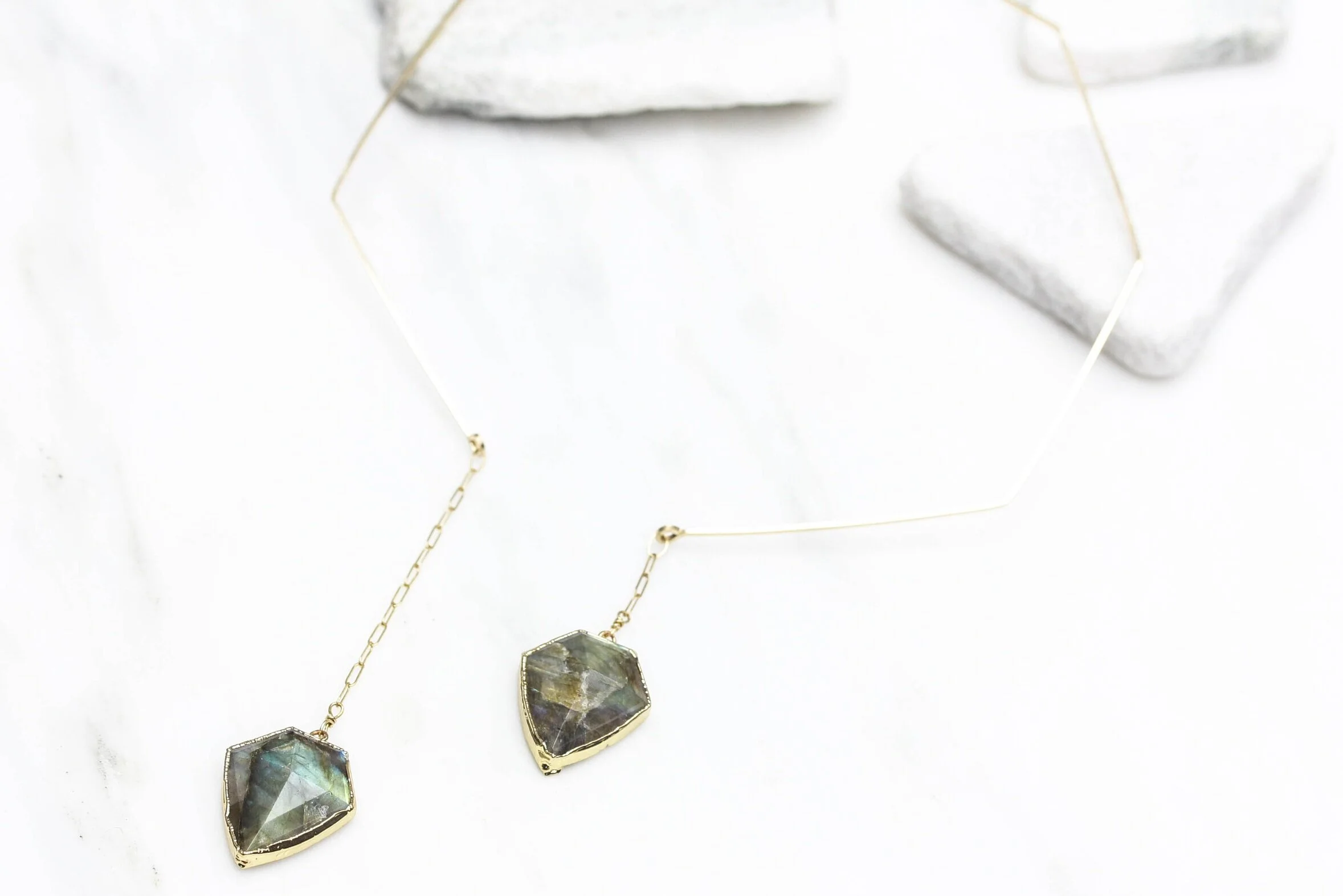 Labradorite geometric choker necklace