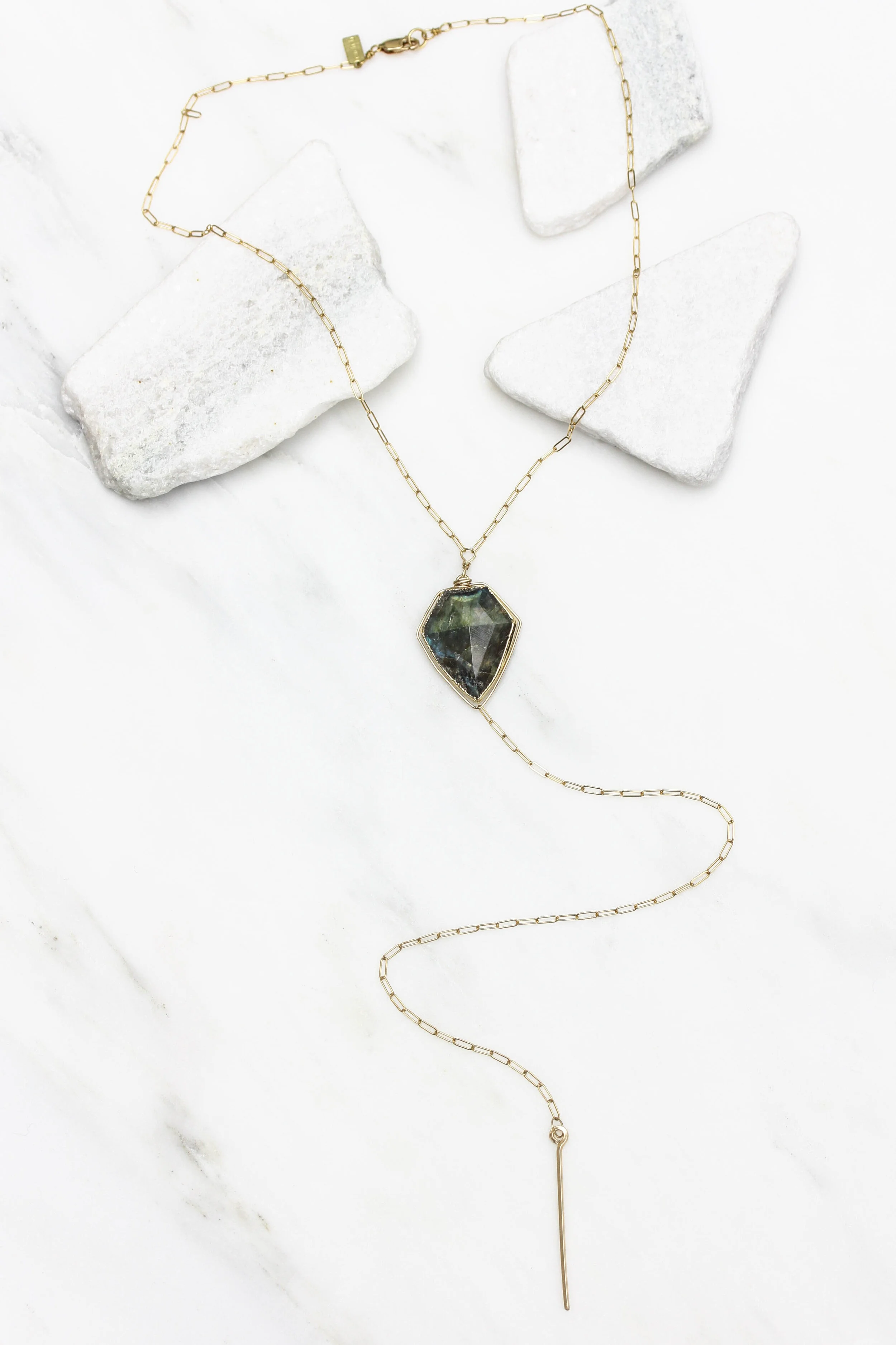 Labradorite lariat y drop necklace