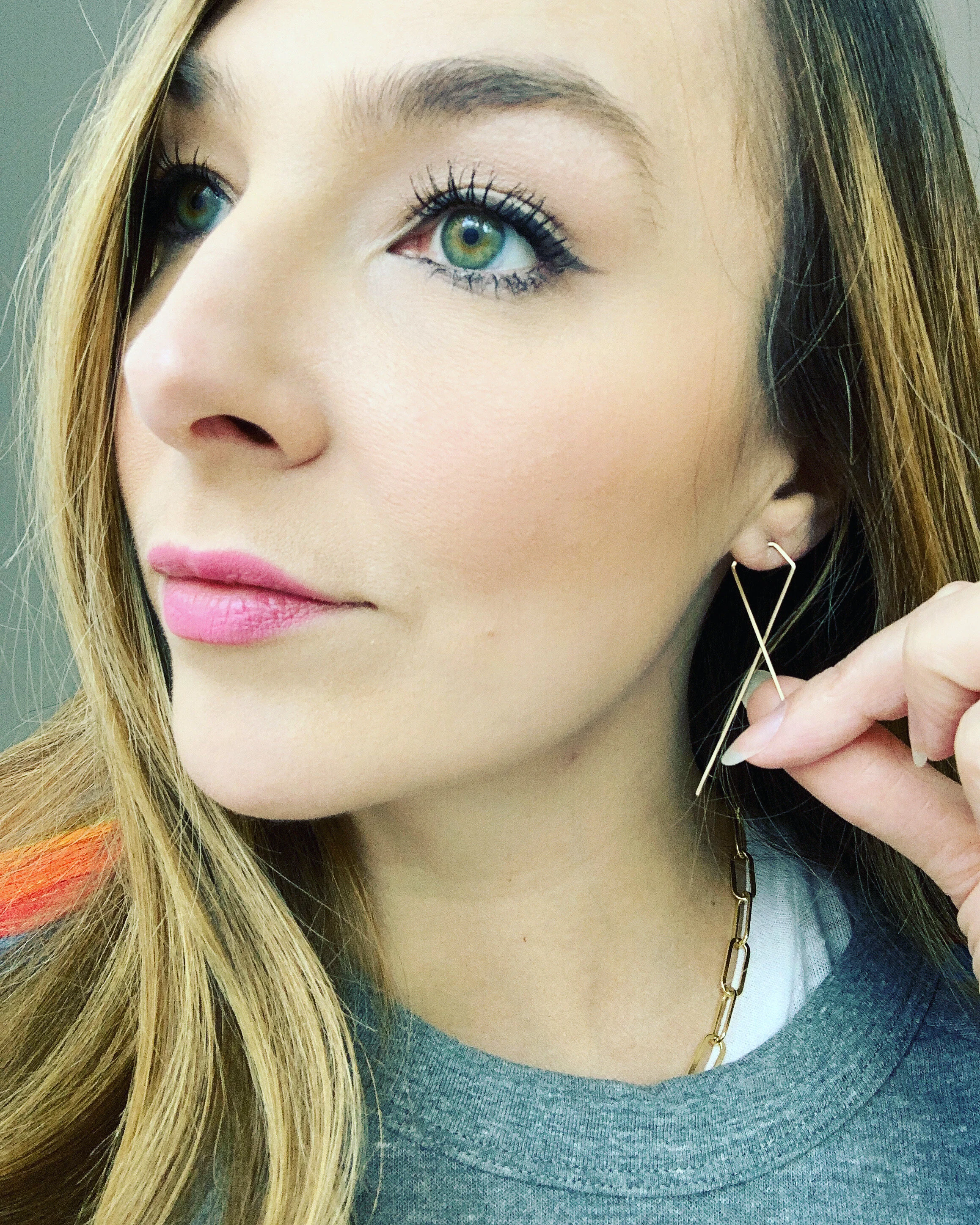 Cool threader hexagon earrings sterling silver