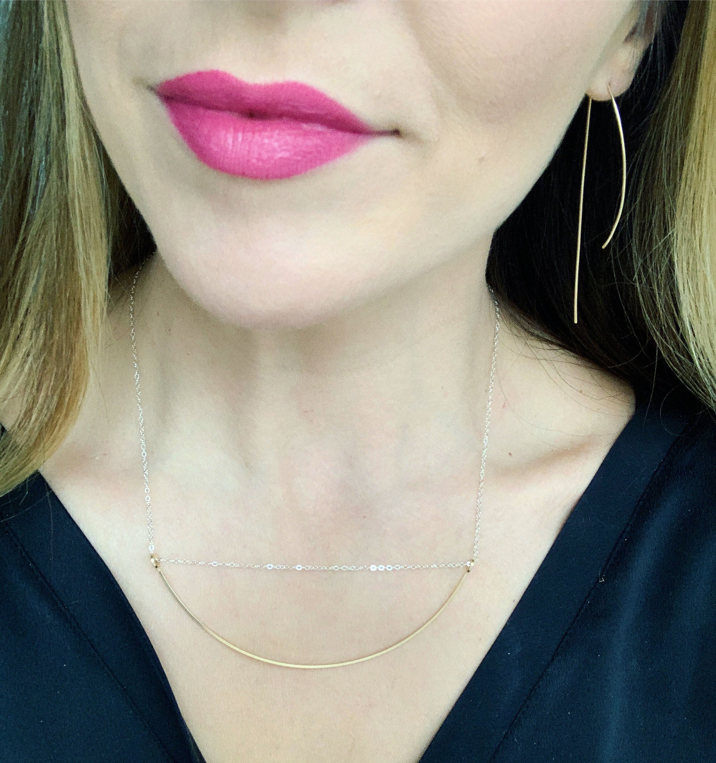 Modern arch slider large pendant necklace