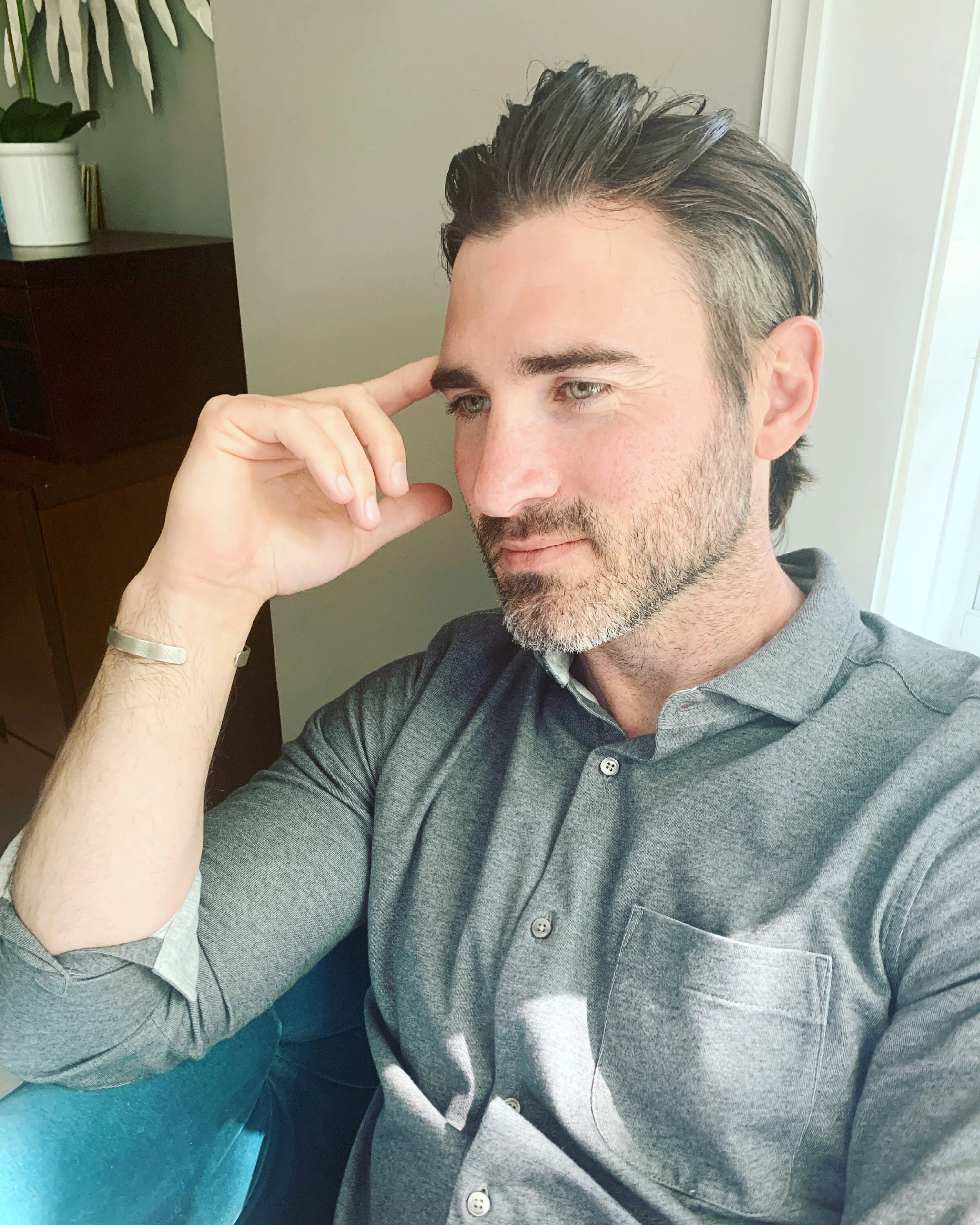 Modern cuff sterling mens bracelet comfortable