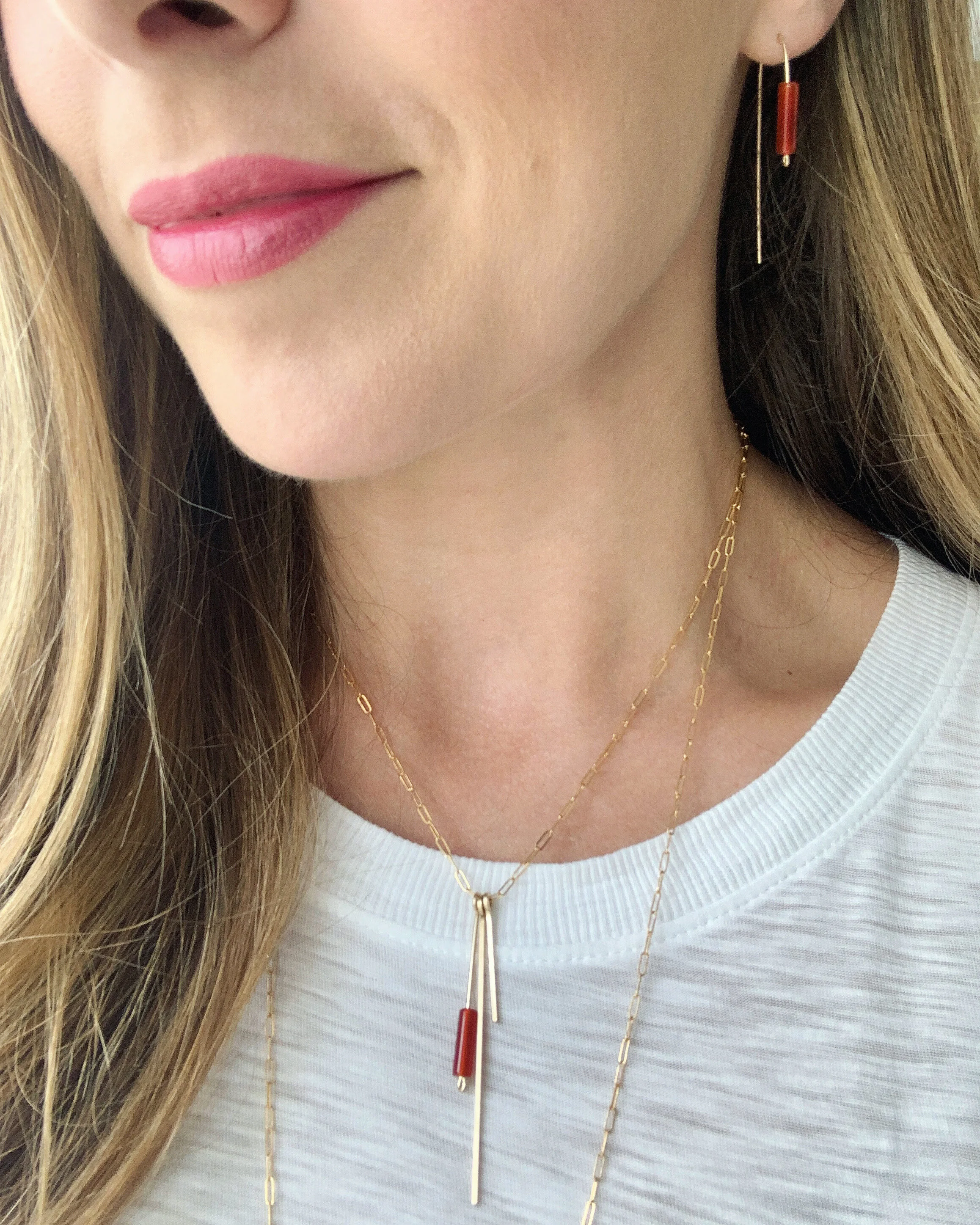 Carnelian bar necklace and threaders_RB973_RB967_Rach B Jewelry.JPG