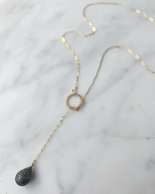 Diamond pave lobster clasp everyday necklace — Rach B Jewelry