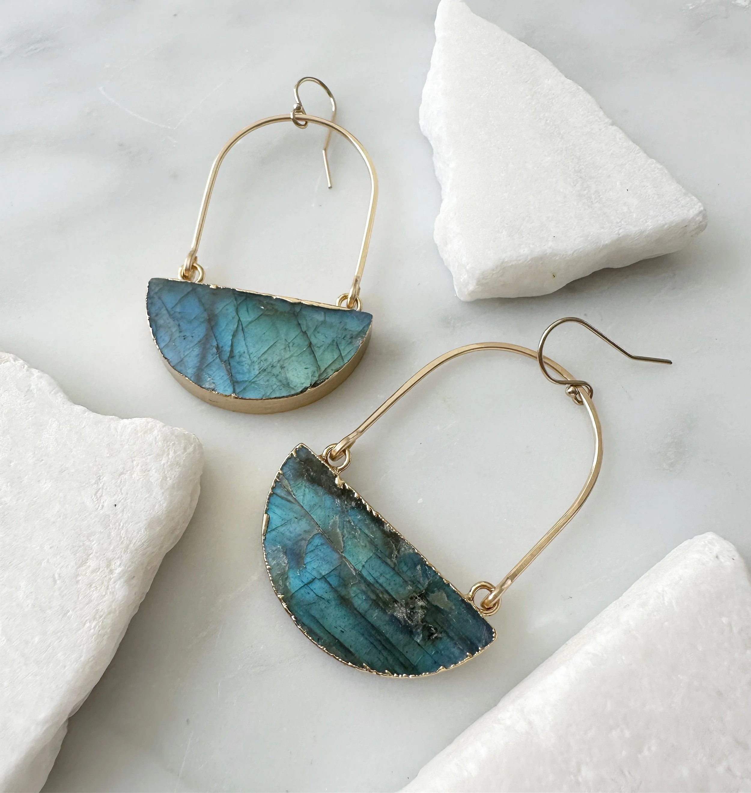 Labradorite arch swing bottom earrings // 14k gold fill