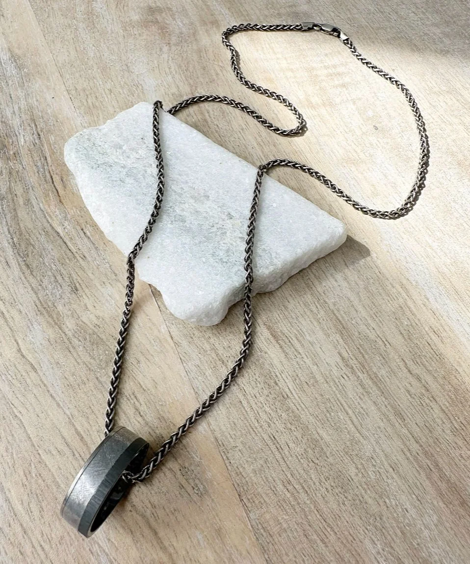 Mens 24" chain necklace // Oxidized sterling silver