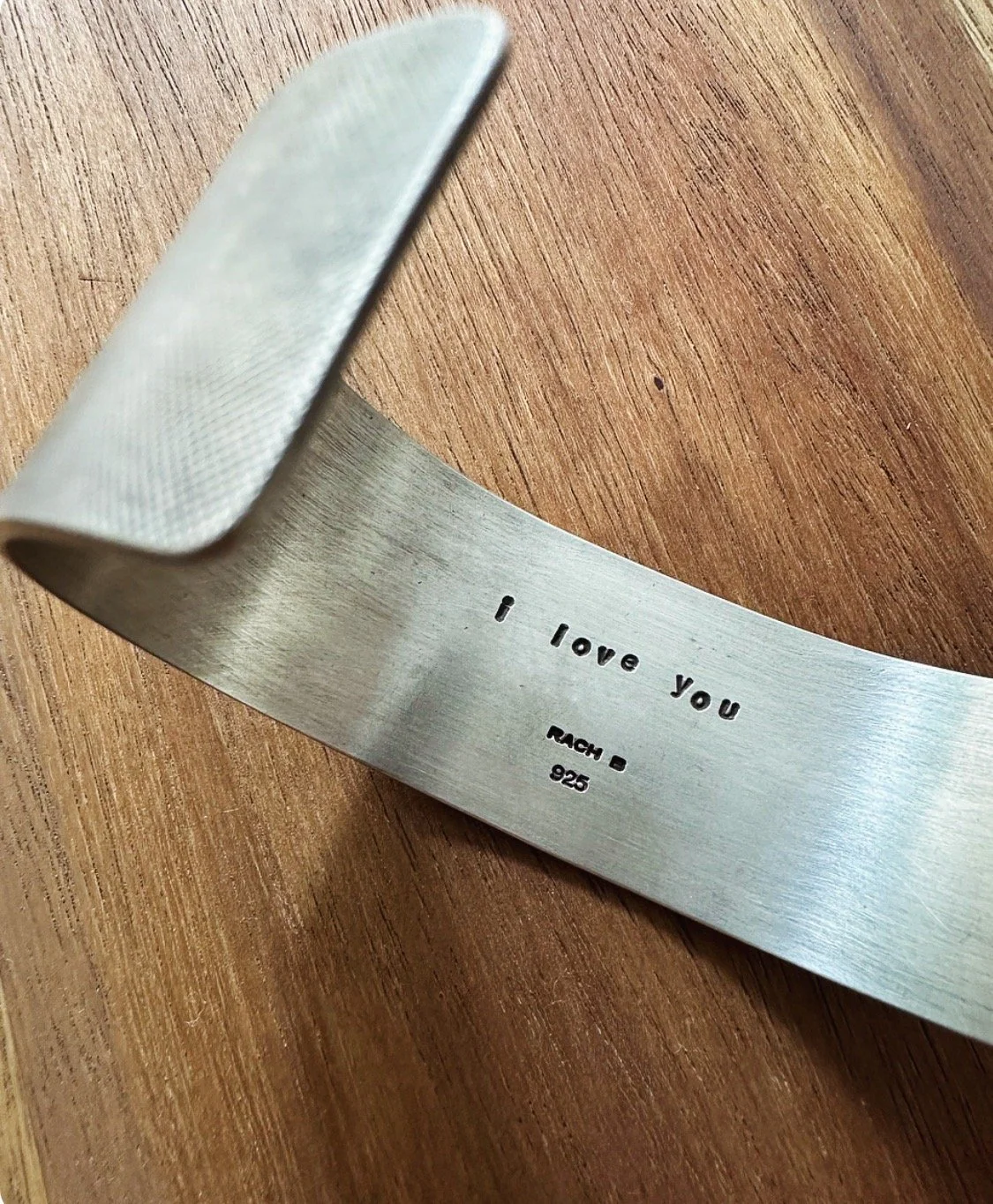 Stamped message bracelet for dad