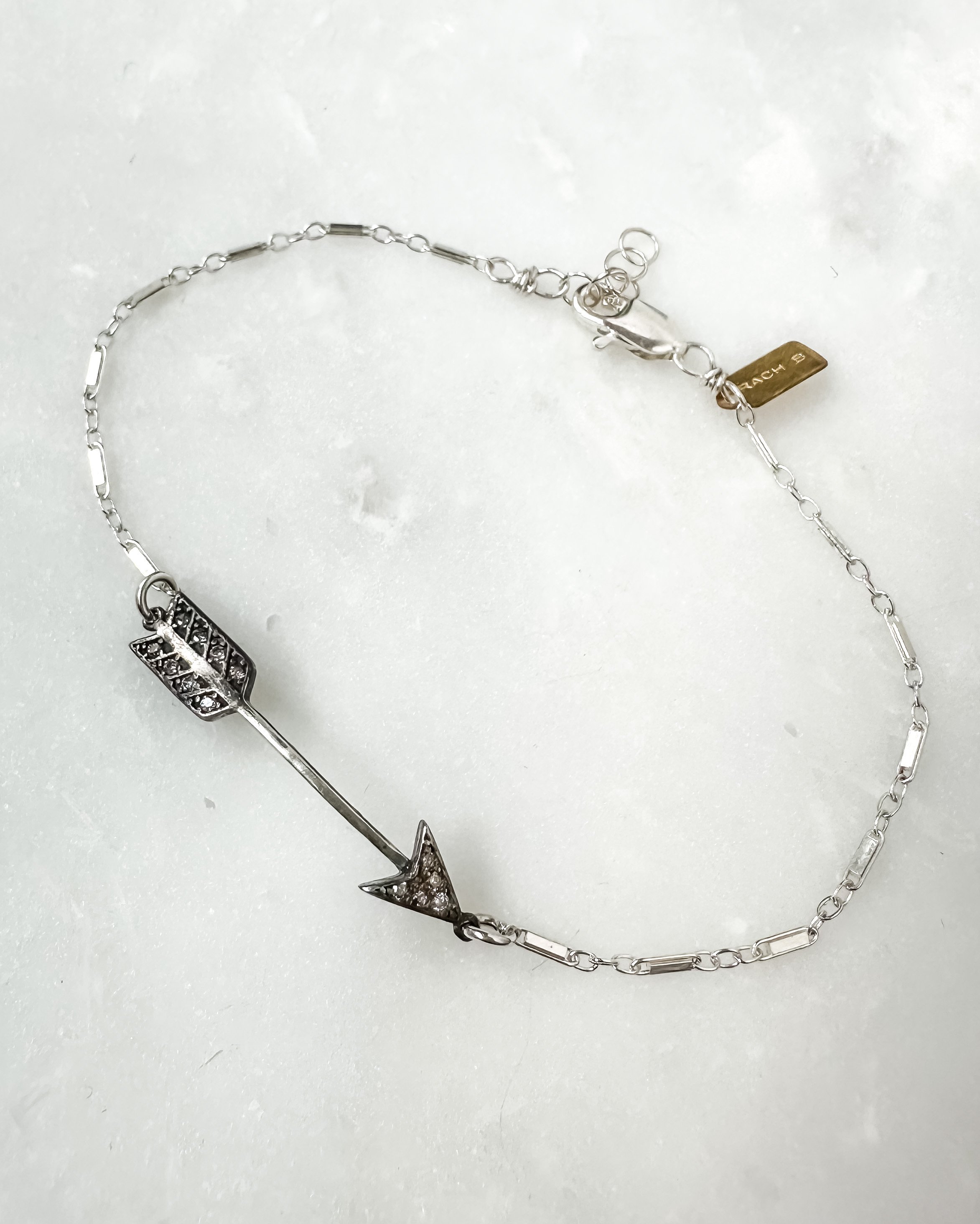 Cubic zirconia CZ arrow bracelet // 14k gold fill or sterling silver