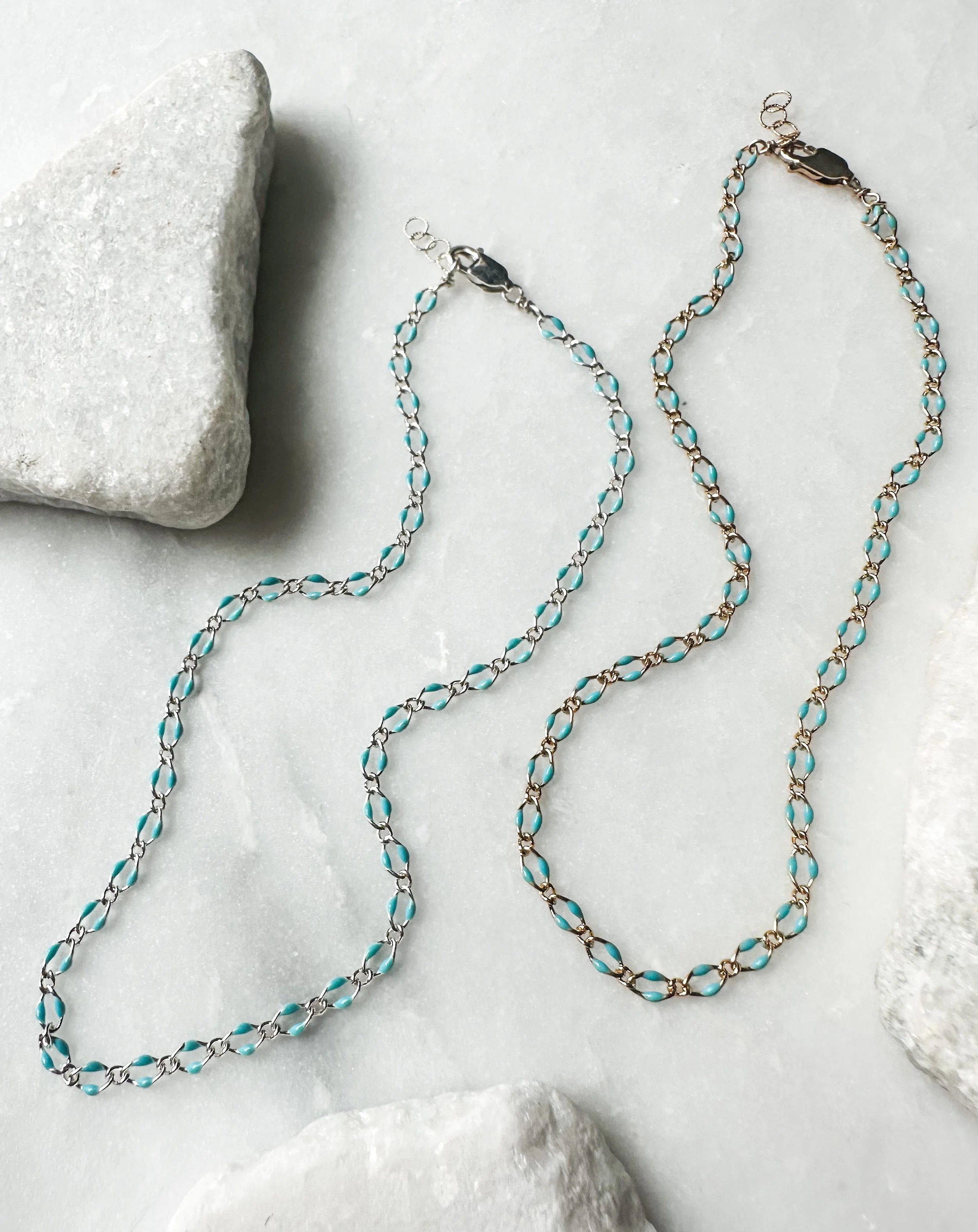 Turquoise enamel chain anklet_Rach B Jewelry_RB1305_1.JPEG