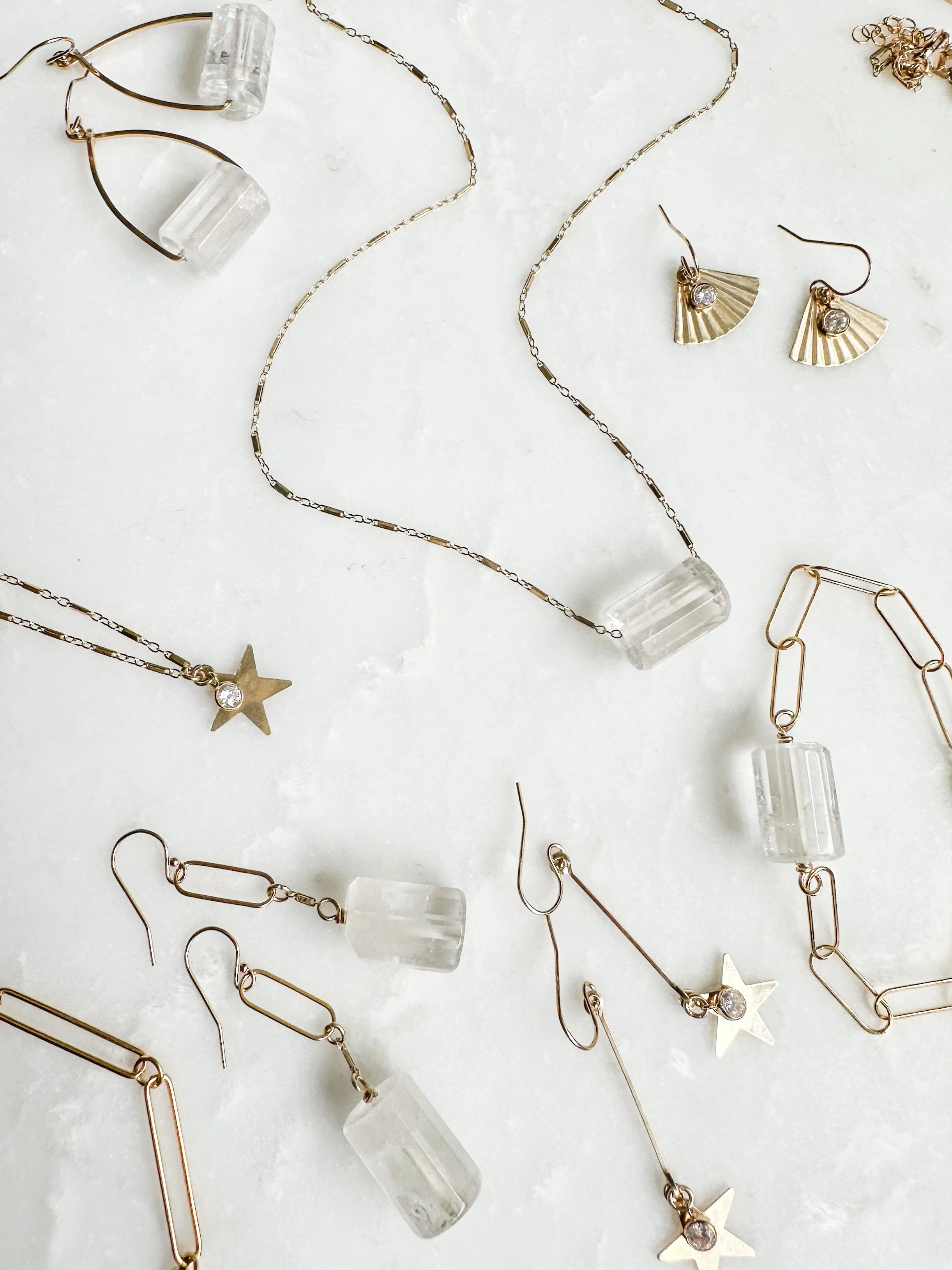 Modern crystal rock jewelry