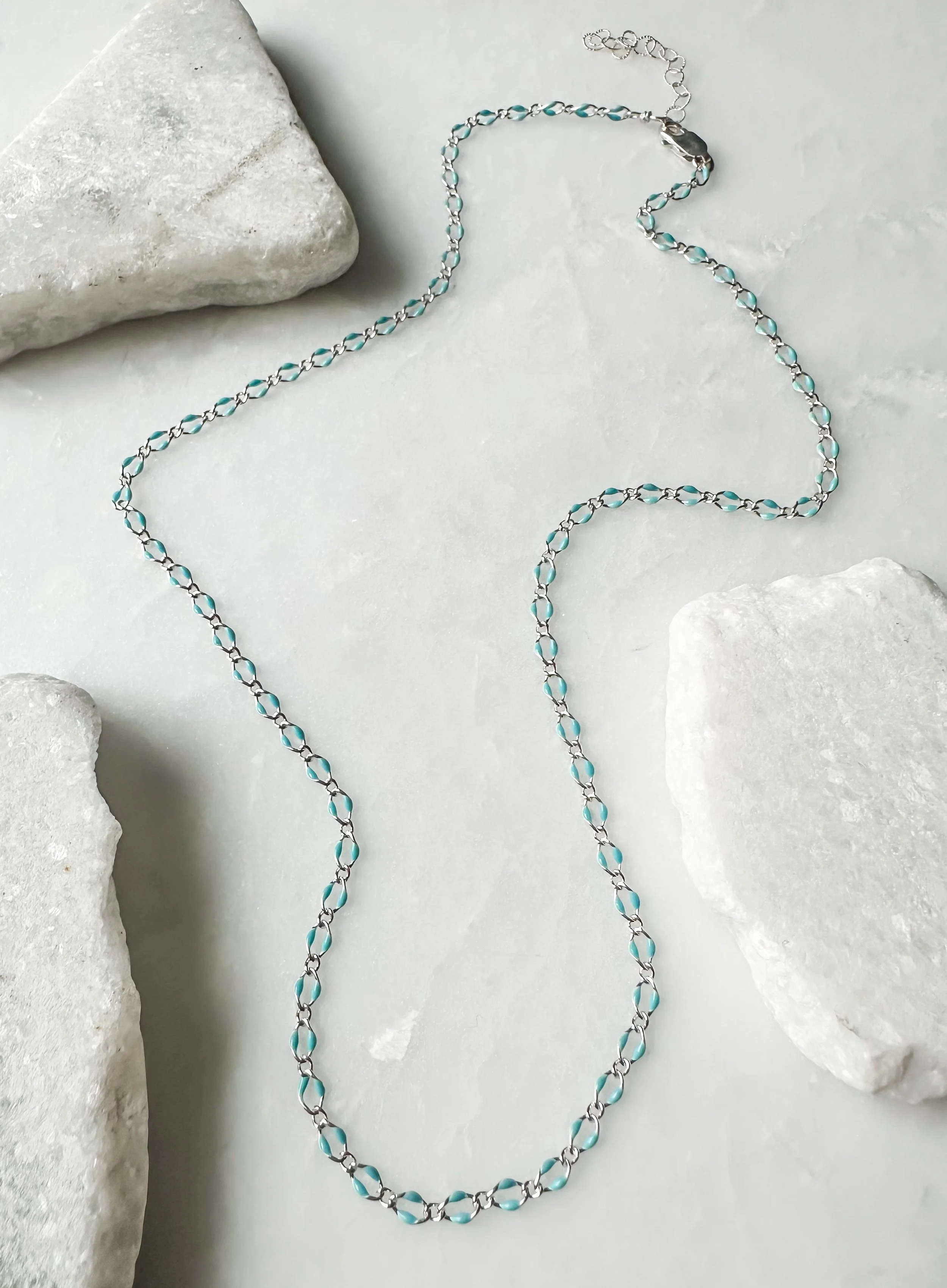 Turquoise enamel chain necklace_Rach B Jewelry_RB1310_2.JPEG