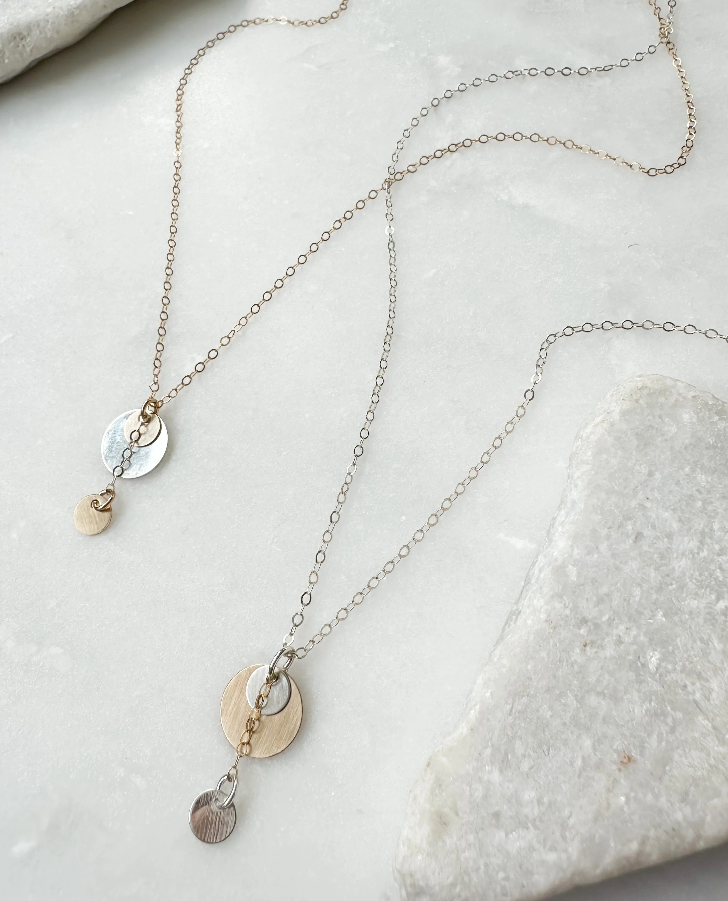 Coin charm y-drop everyday necklace // 14k gold fill or sterling silver