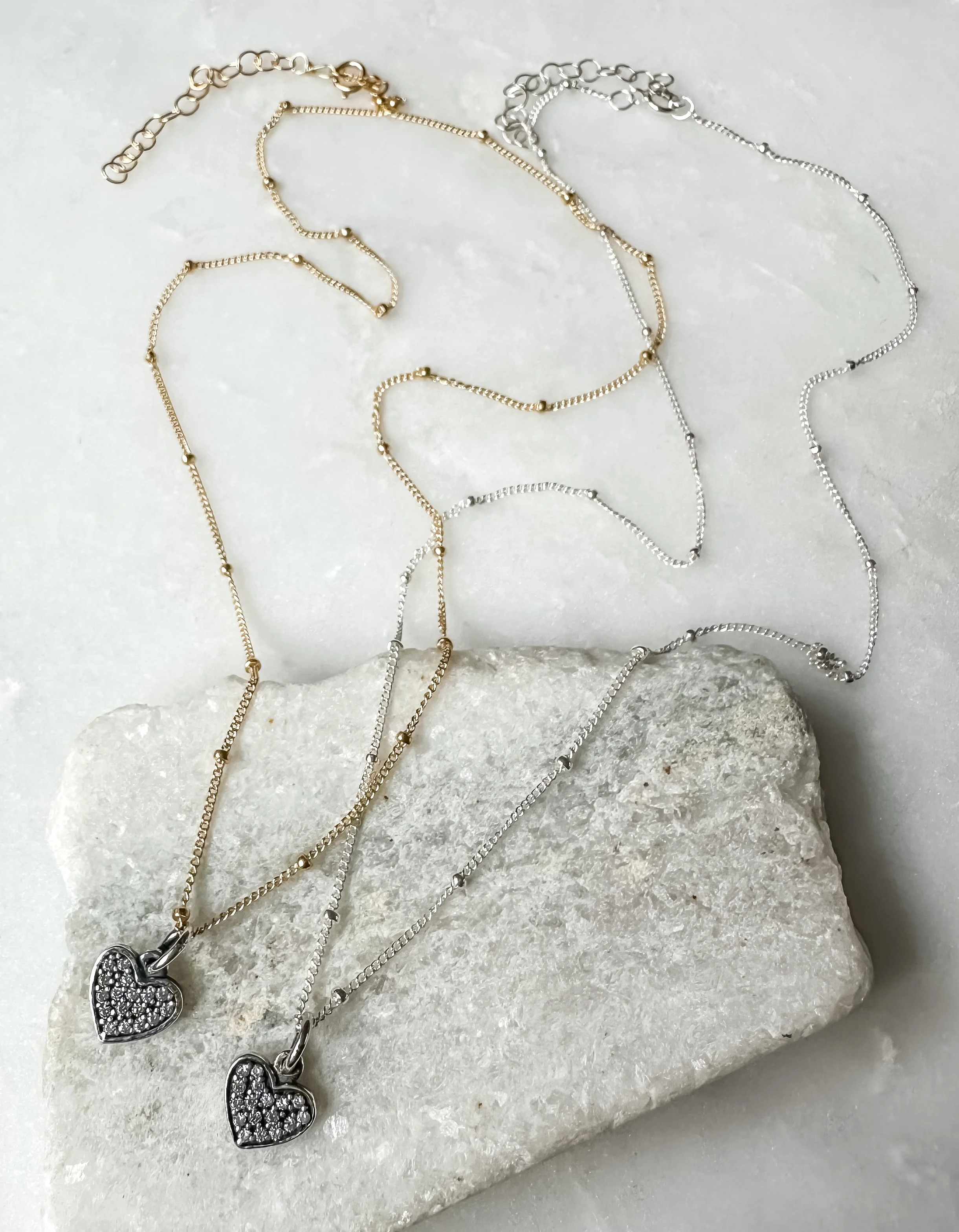 Cubic Zirconia pave heart necklace