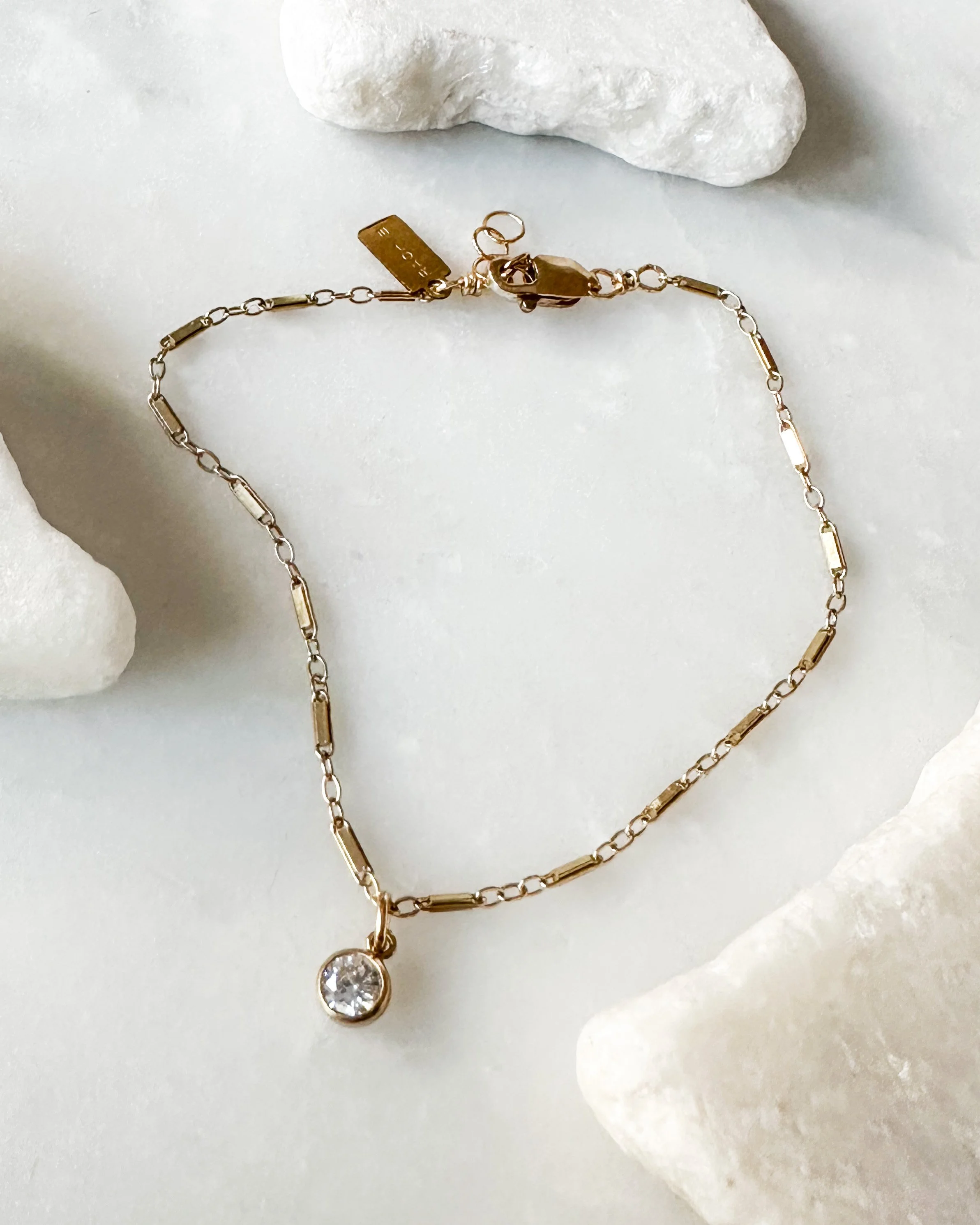 Modern handmade CZ charm bracelet