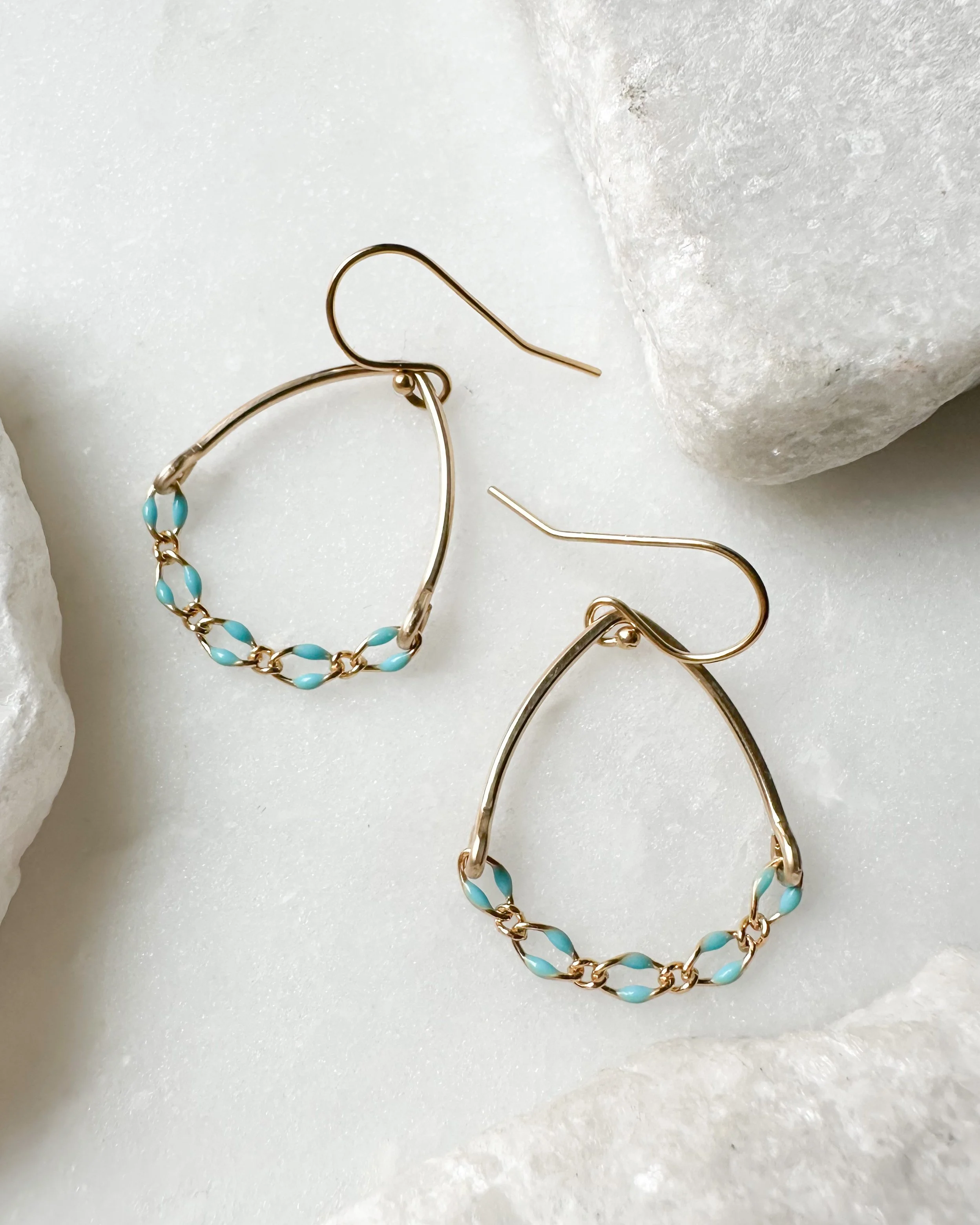 Small turquoise enamel drape earring_RB1295_Rach B Jewelry_1.JPEG