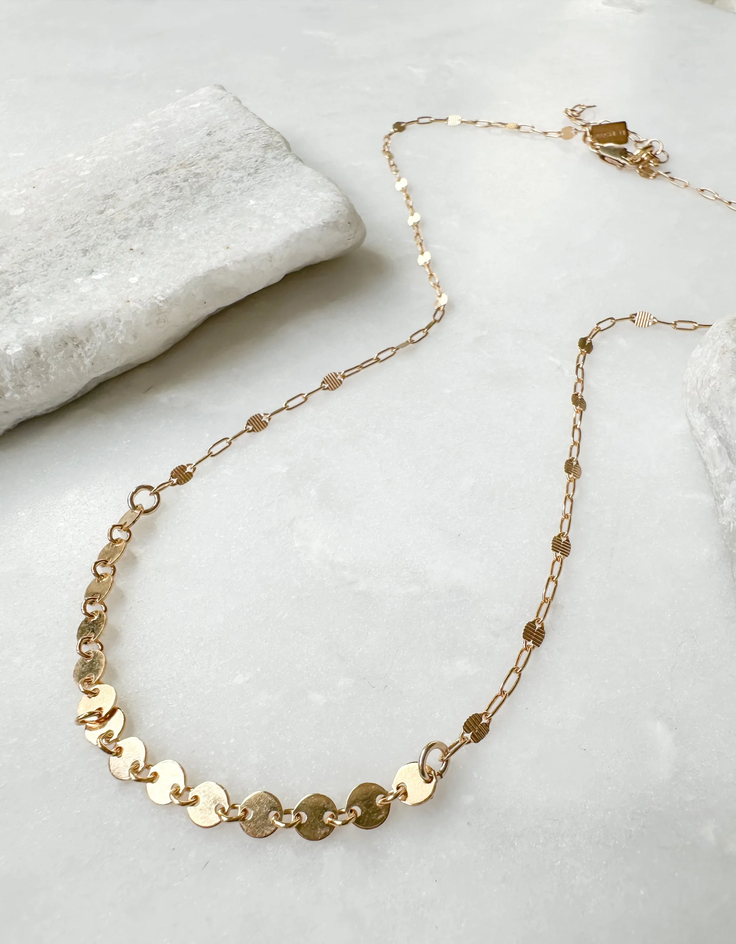 Gold coin drape modern everyday necklace
