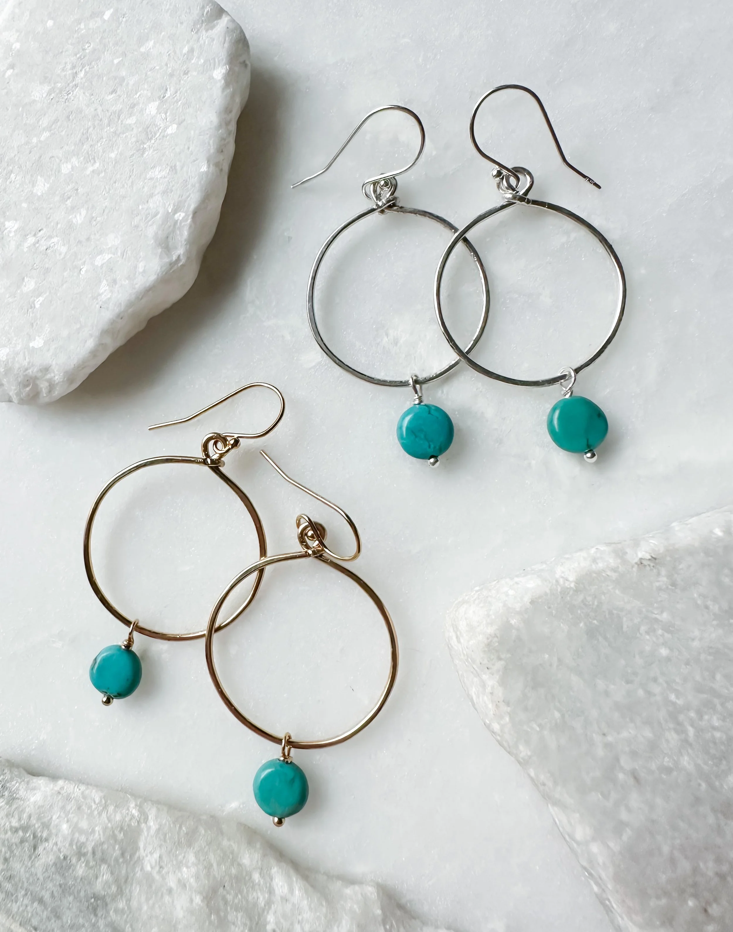 Small turquoise coin hoop earring_RB1292_Rach B Jewelry_2.JPEG