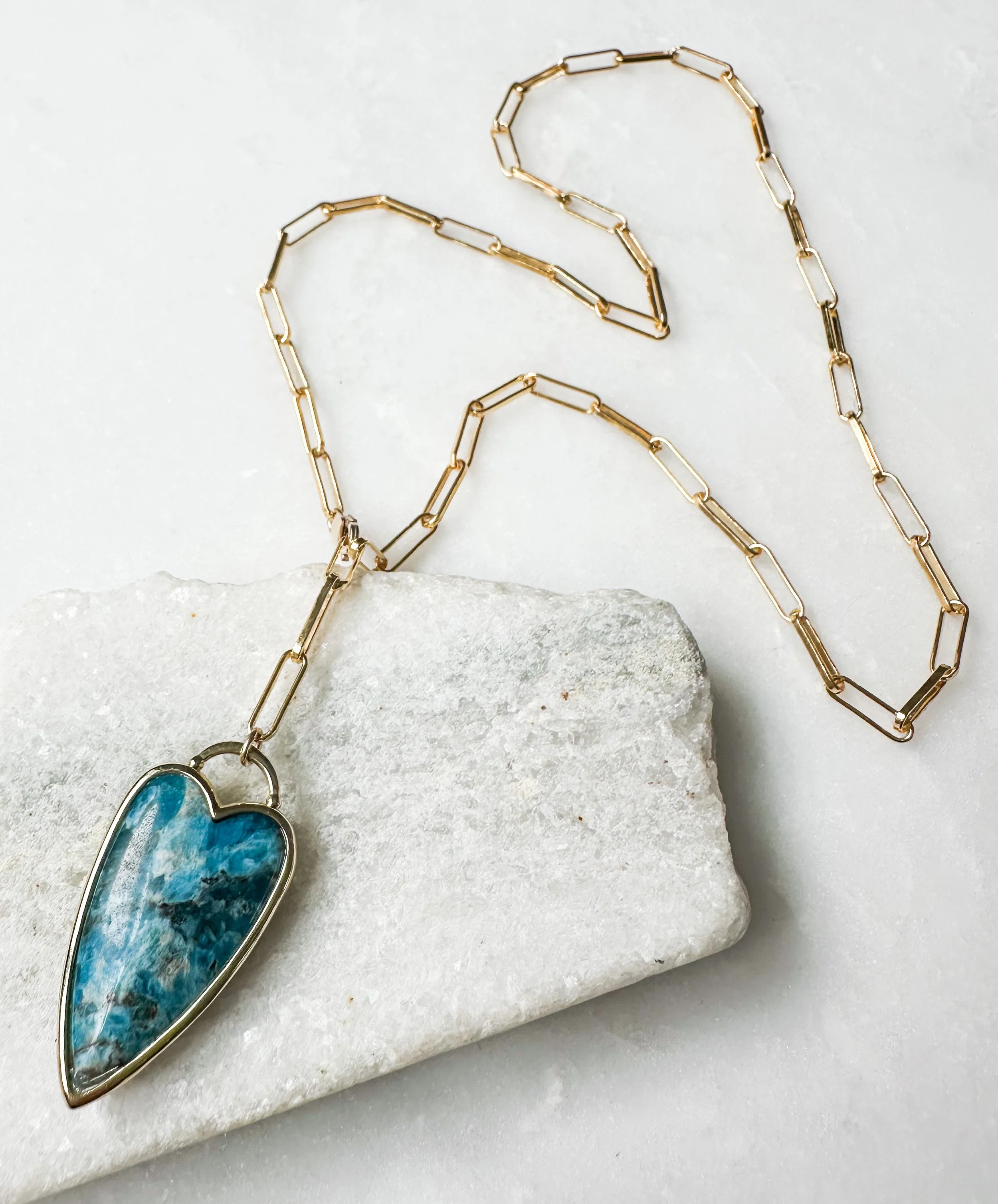 Handmade blue jasper heart necklace