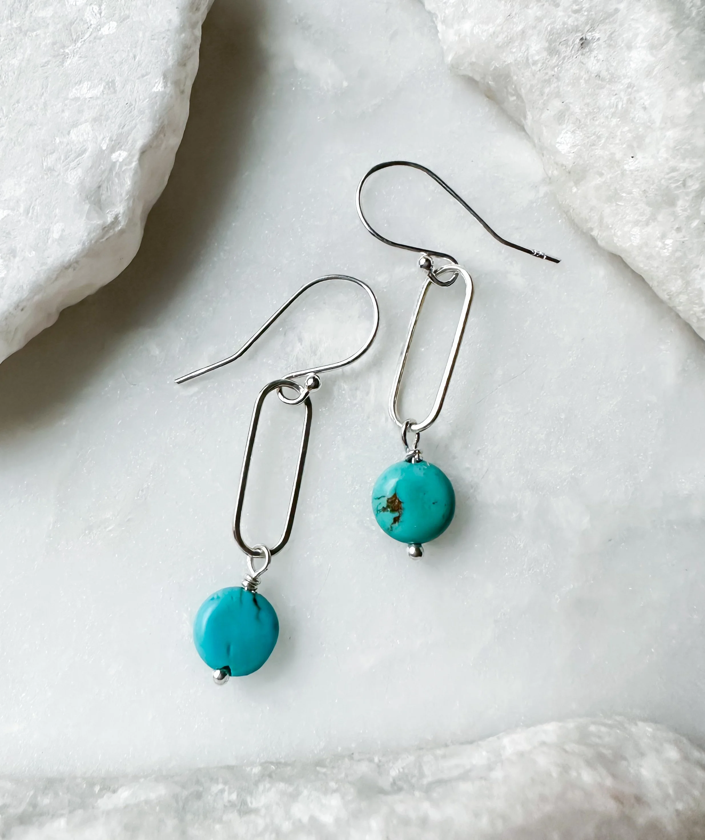 Turquoise coin link earring_Rach B Jewelry_RB1289_1.JPEG