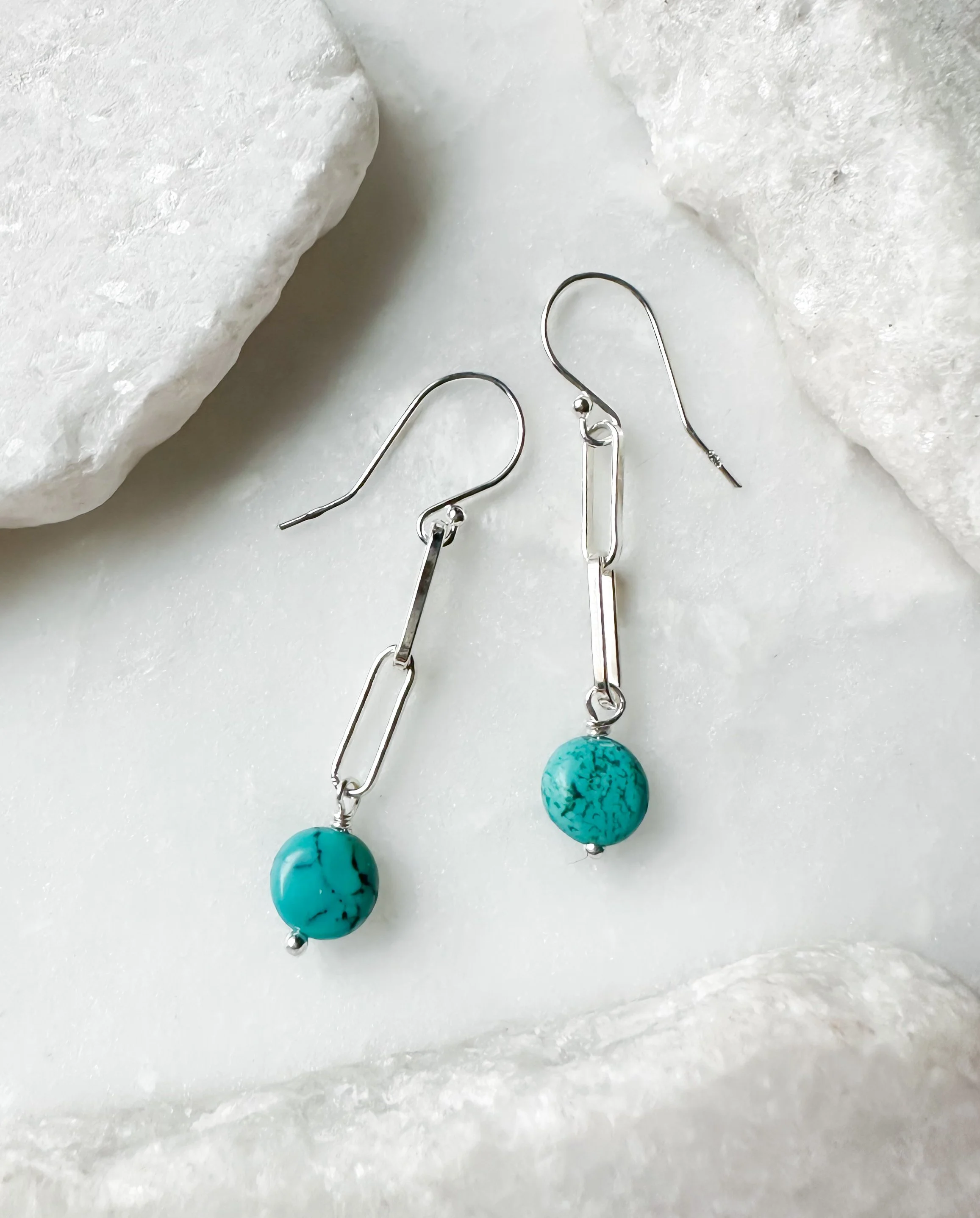 Turquoise coin double link earring_Rach B Jewelry_RB1288_1.JPEG