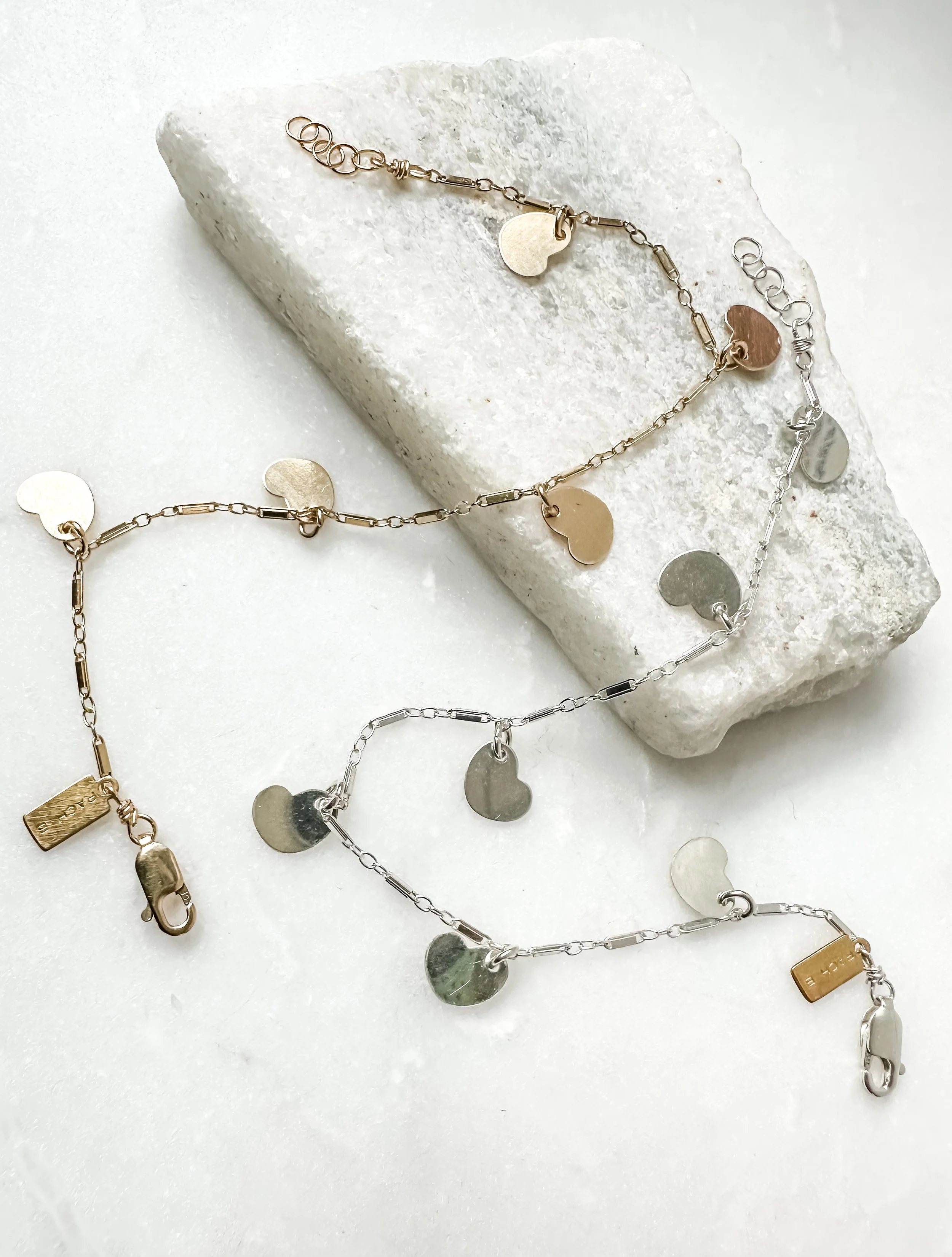 minimalist gold heart bracelet