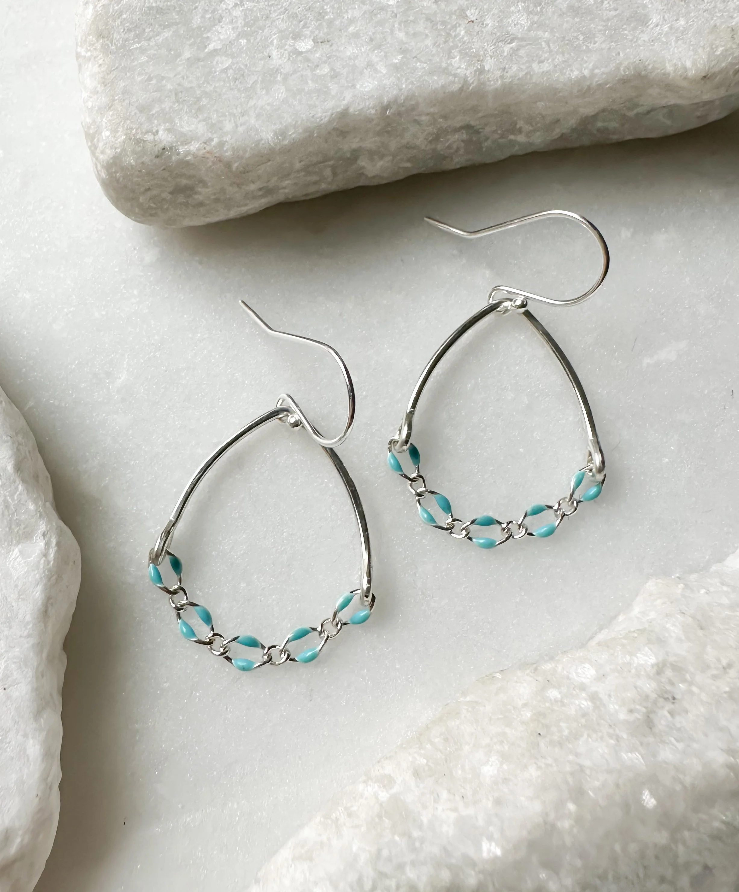 Small turquoise enamel drape earring_RB1295_Rach B Jewelry_4.JPEG