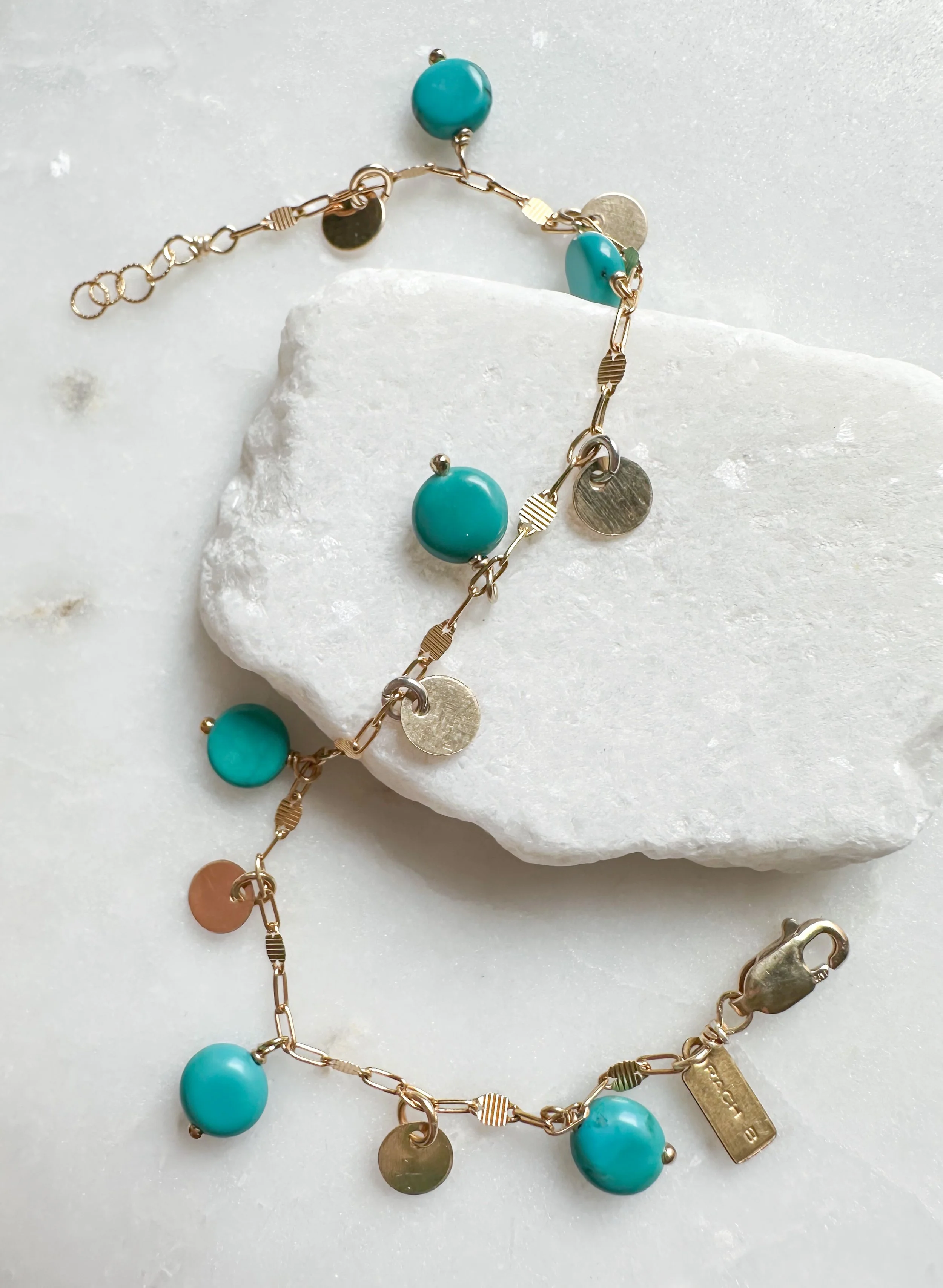 Turquoise coin charm bracelet_Rach B Jewelry_RB1298_4.JPEG