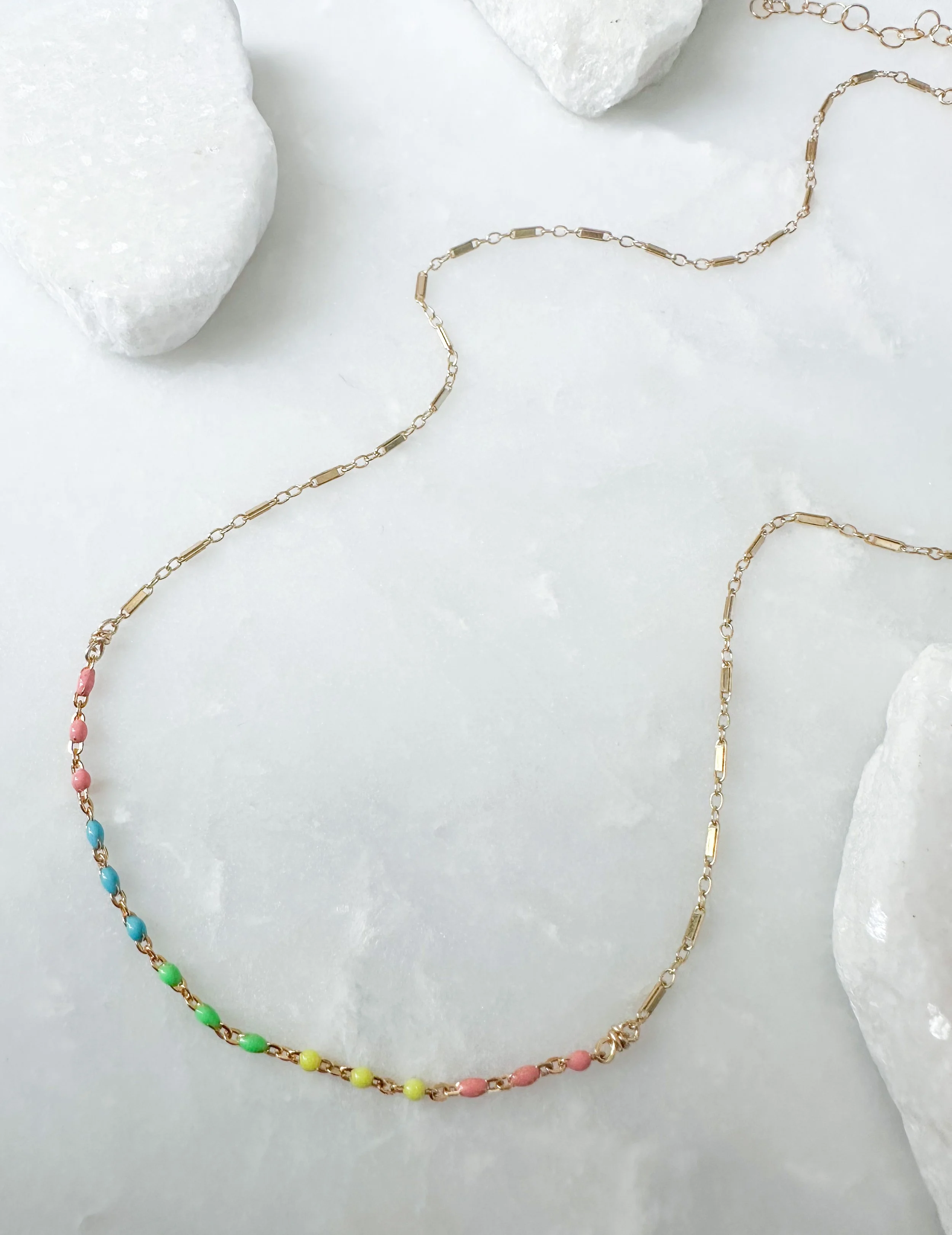 Enamel chain center necklace // 14k gold fill or sterling silver