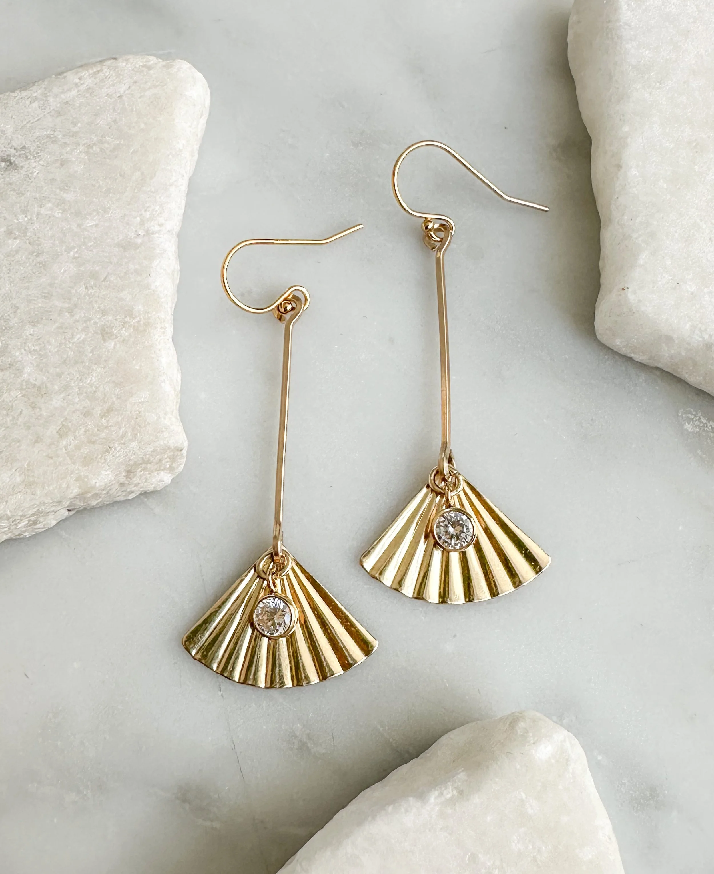 hand made fan charm earring