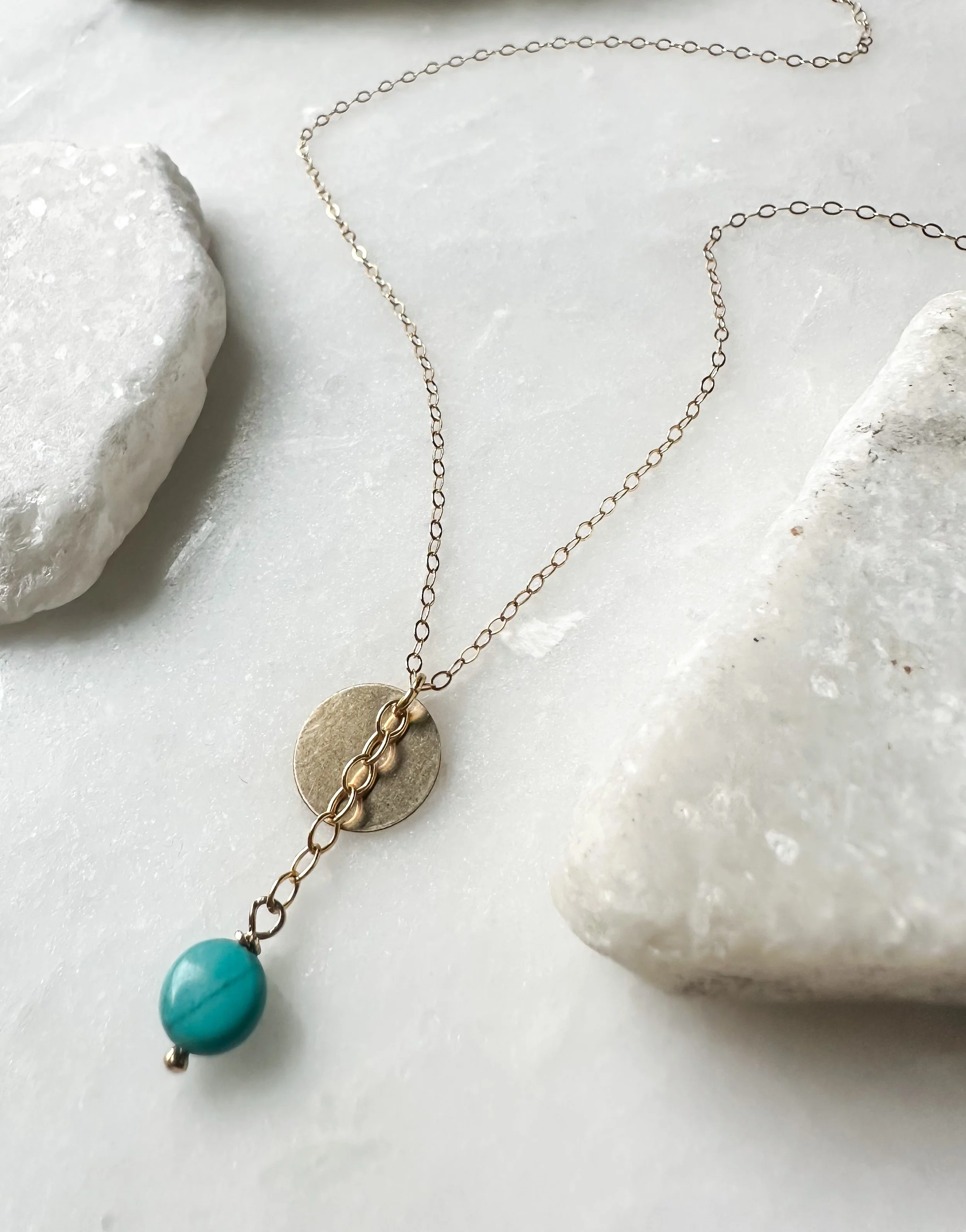 Turquoise coin "y" necklace_Rach B Jewelry_RB1311_1.JPEG